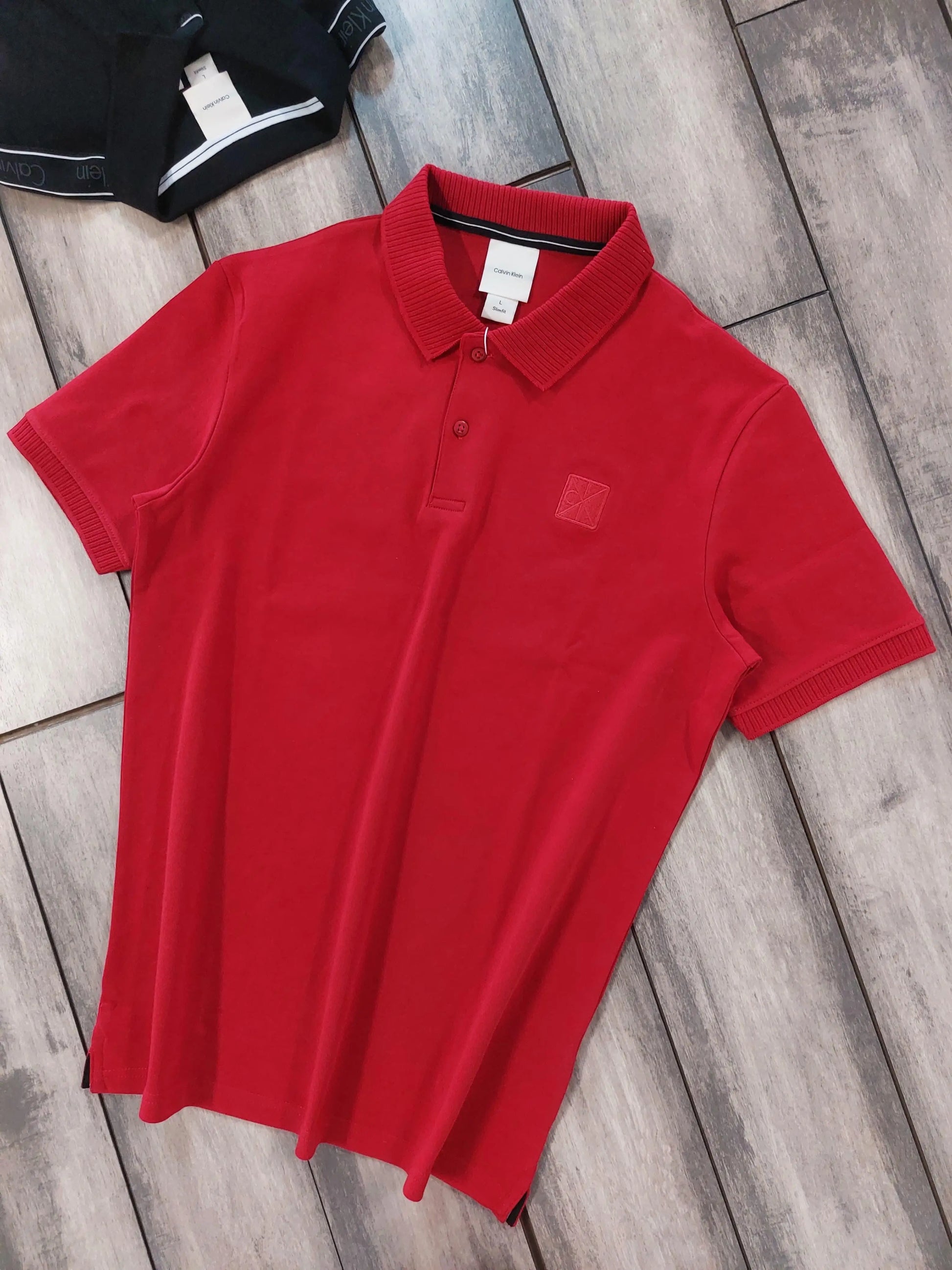 Calvin Klein Red Logo Work Premium Polo T-Shirt