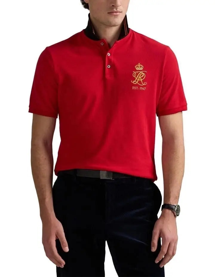 Ralph Lauren Red Embroidery Logo Premium Polo T-Shirt