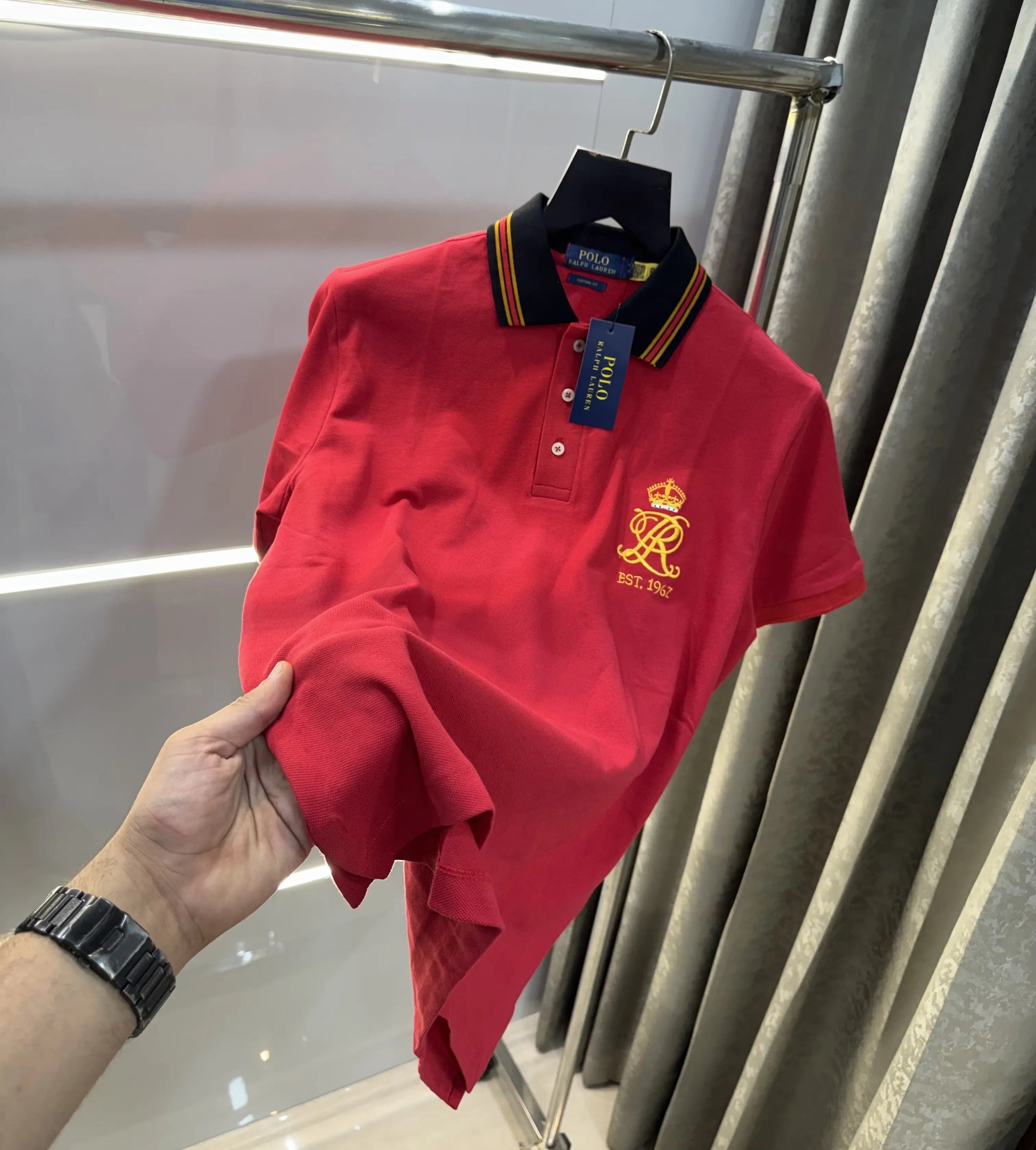 Ralph Lauren Red Embroidery Logo Premium Polo T-Shirt