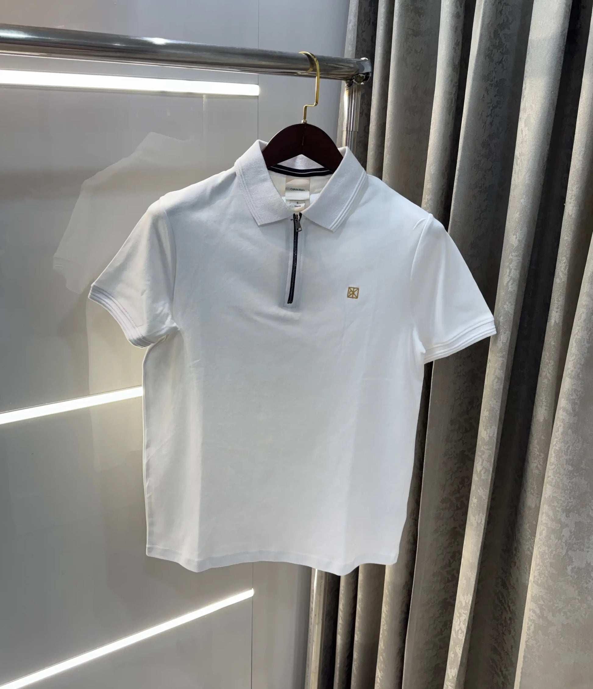 Calvin Klein White Logo Work Premium Polo T-Shirt
