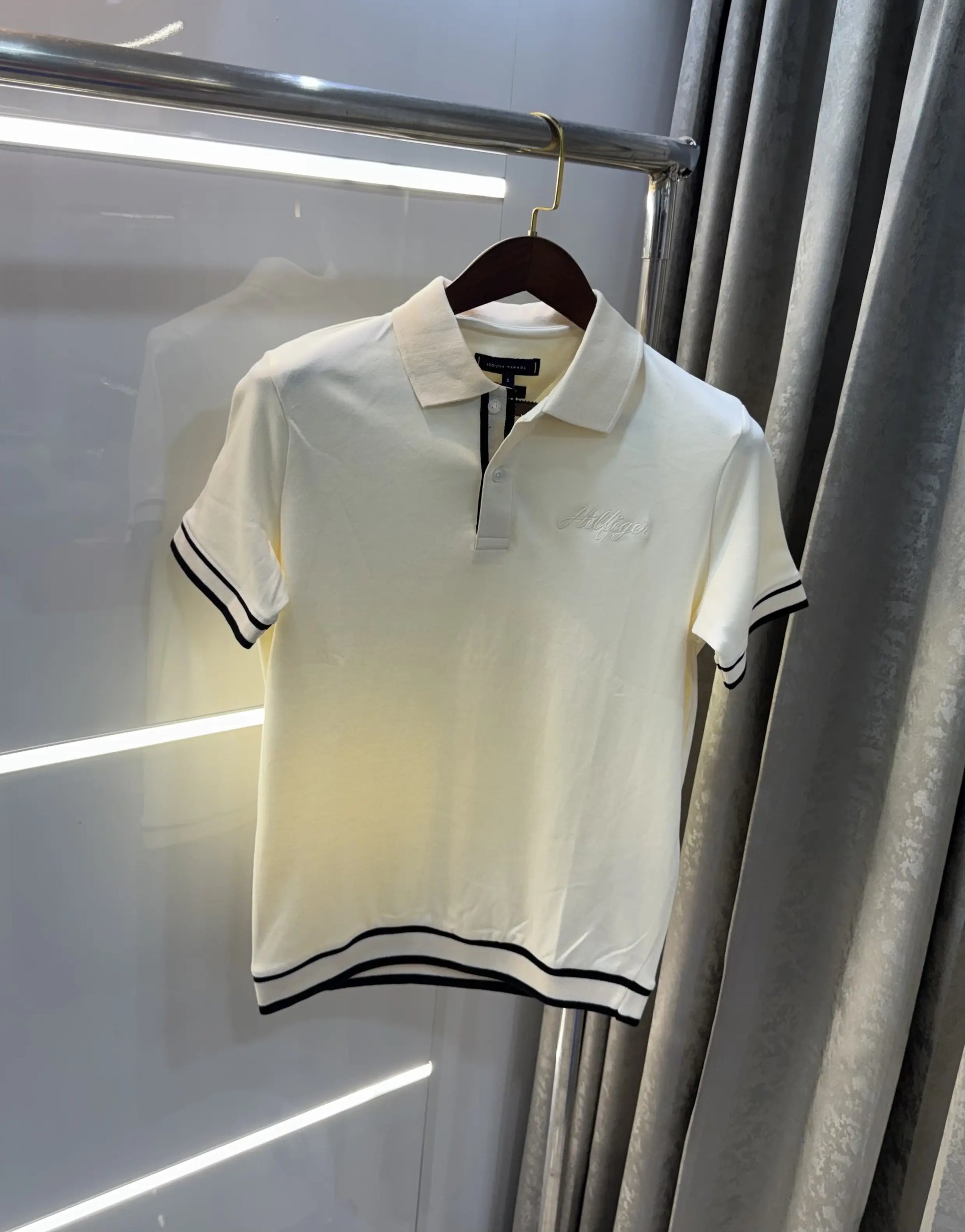 Tommy  Hilfiger Cream Logo Work Premium Polo T-Shirt