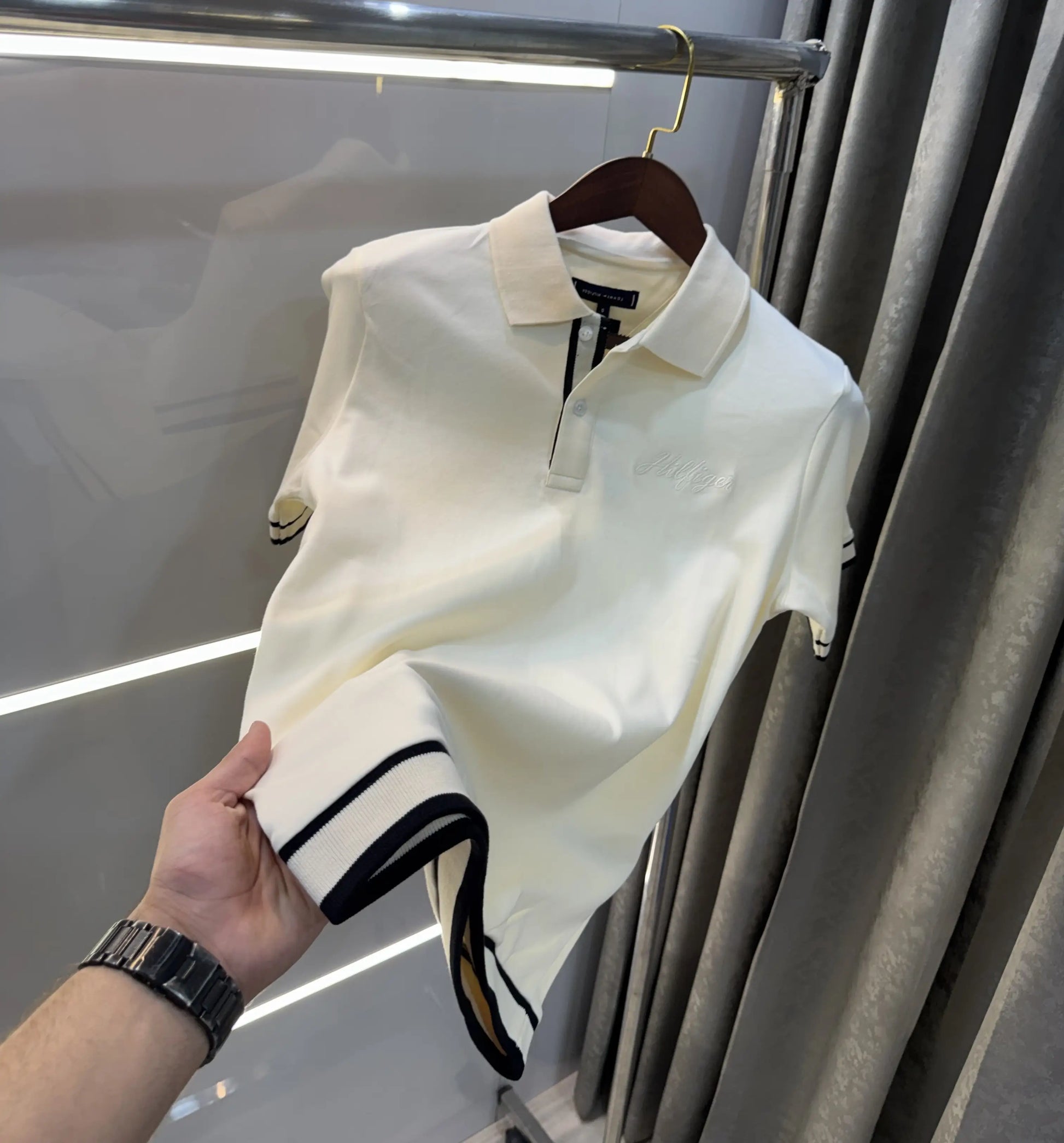 Tommy  Hilfiger Cream Logo Work Premium Polo T-Shirt