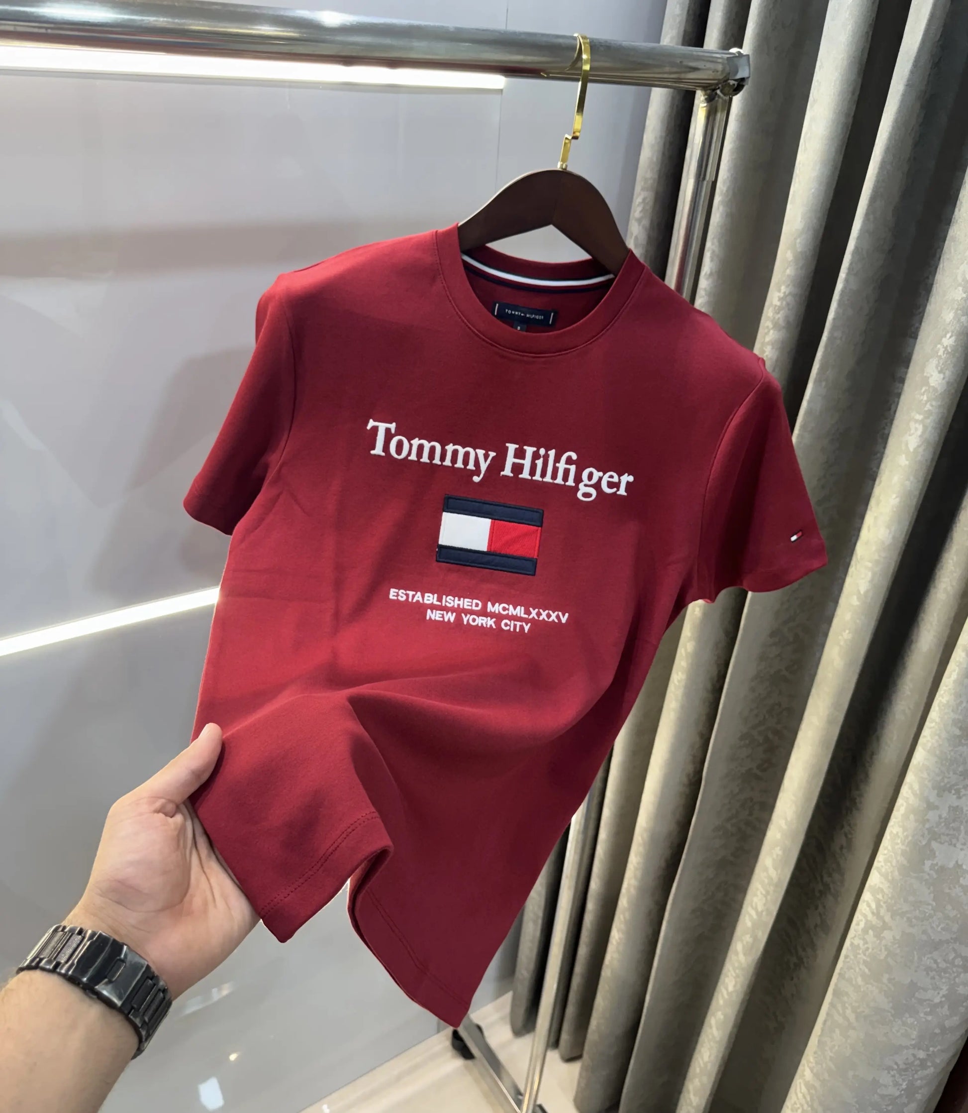 Tommy Hilfiger Maroon Logo Work Premium Polo T-Shirt
