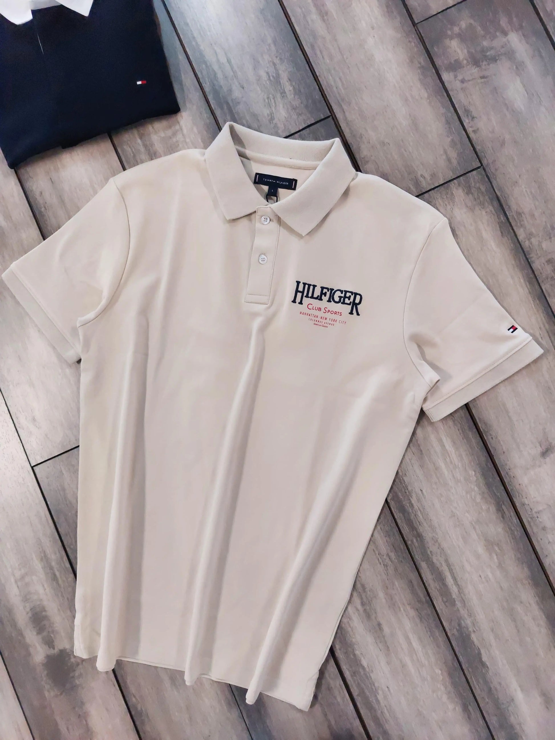 Tommy  Hilfiger Beige Logo Work Premium Polo T-Shirt