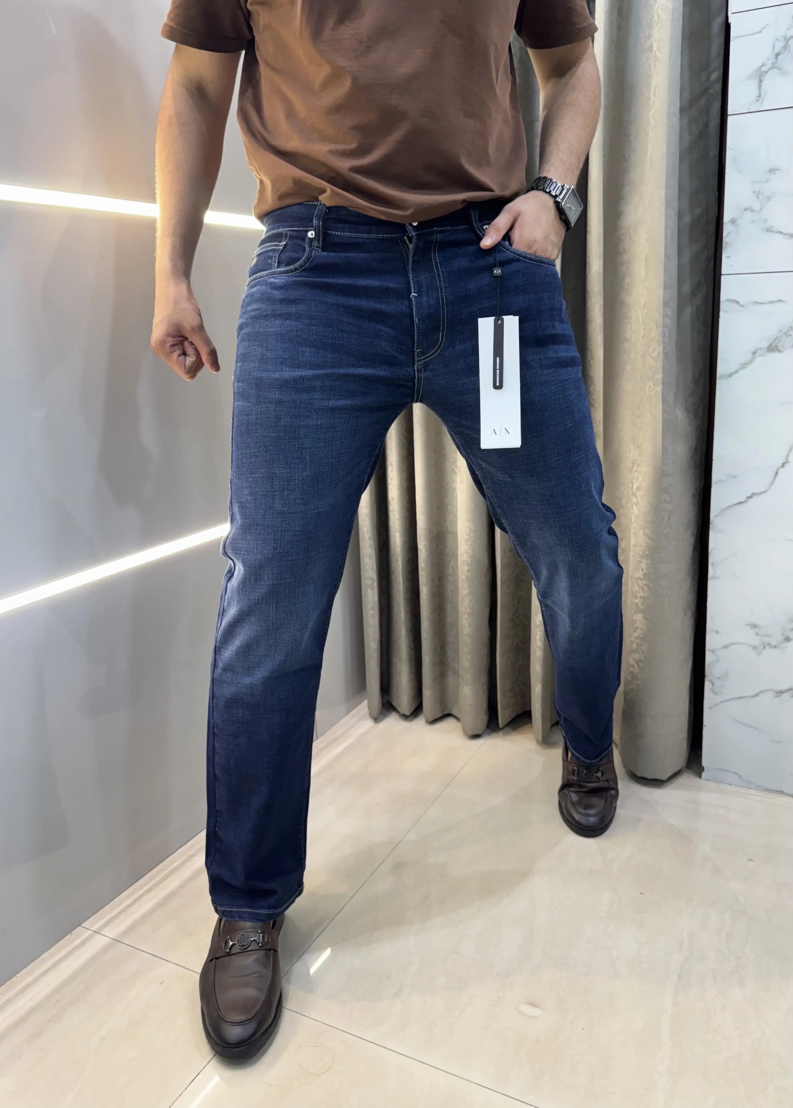 Armani Exchange Blue Imported Hyperflex Denim