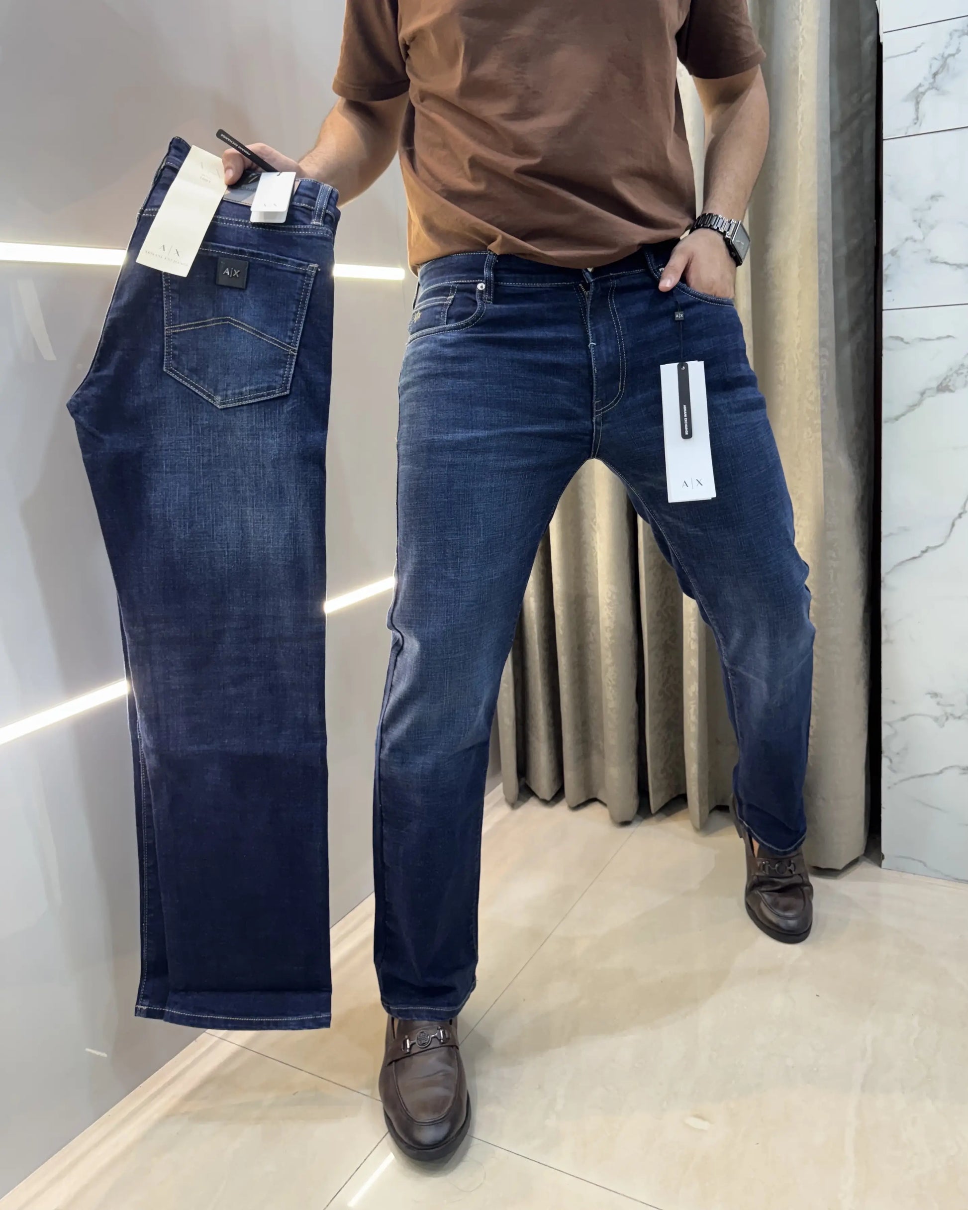 Armani Exchange Blue Imported Hyperflex Denim