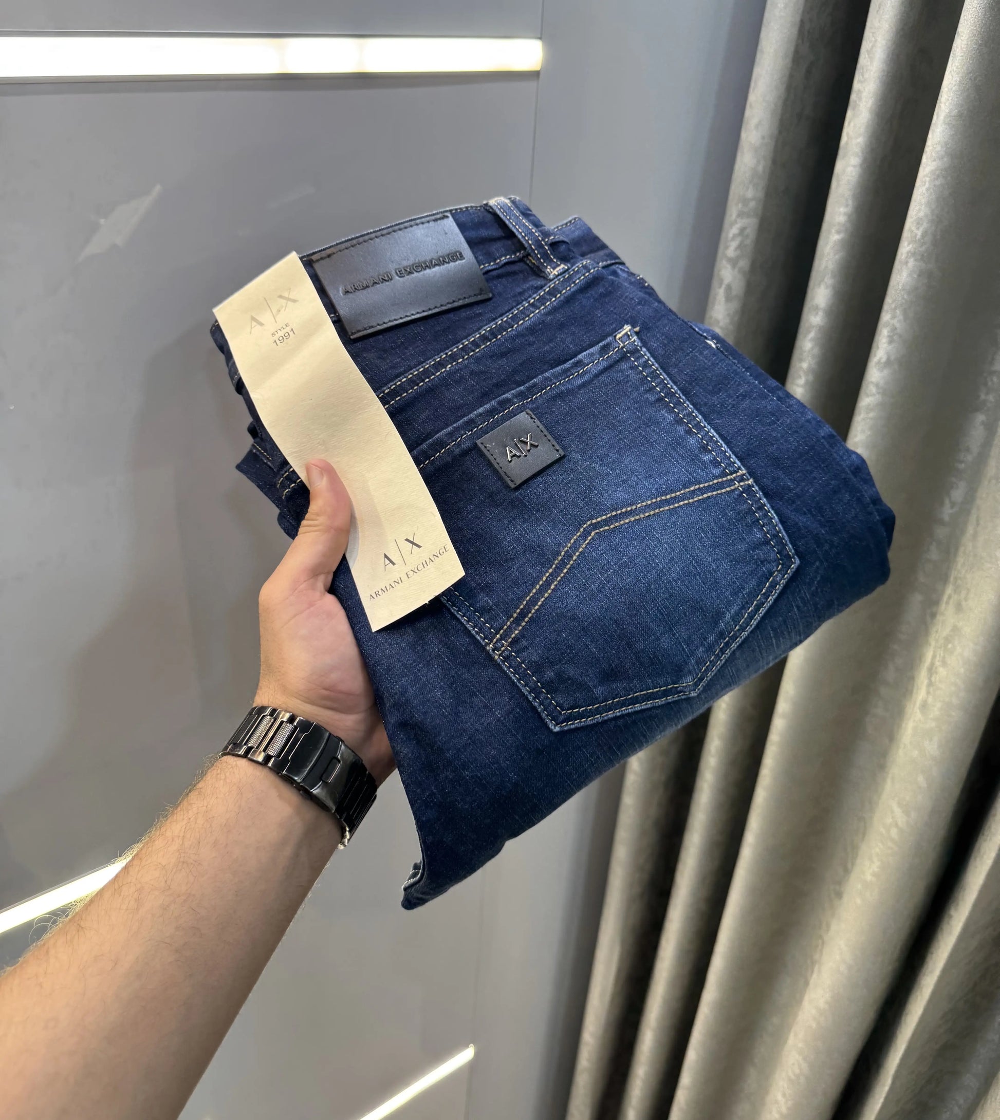 Armani Exchange Blue Imported Hyperflex Denim
