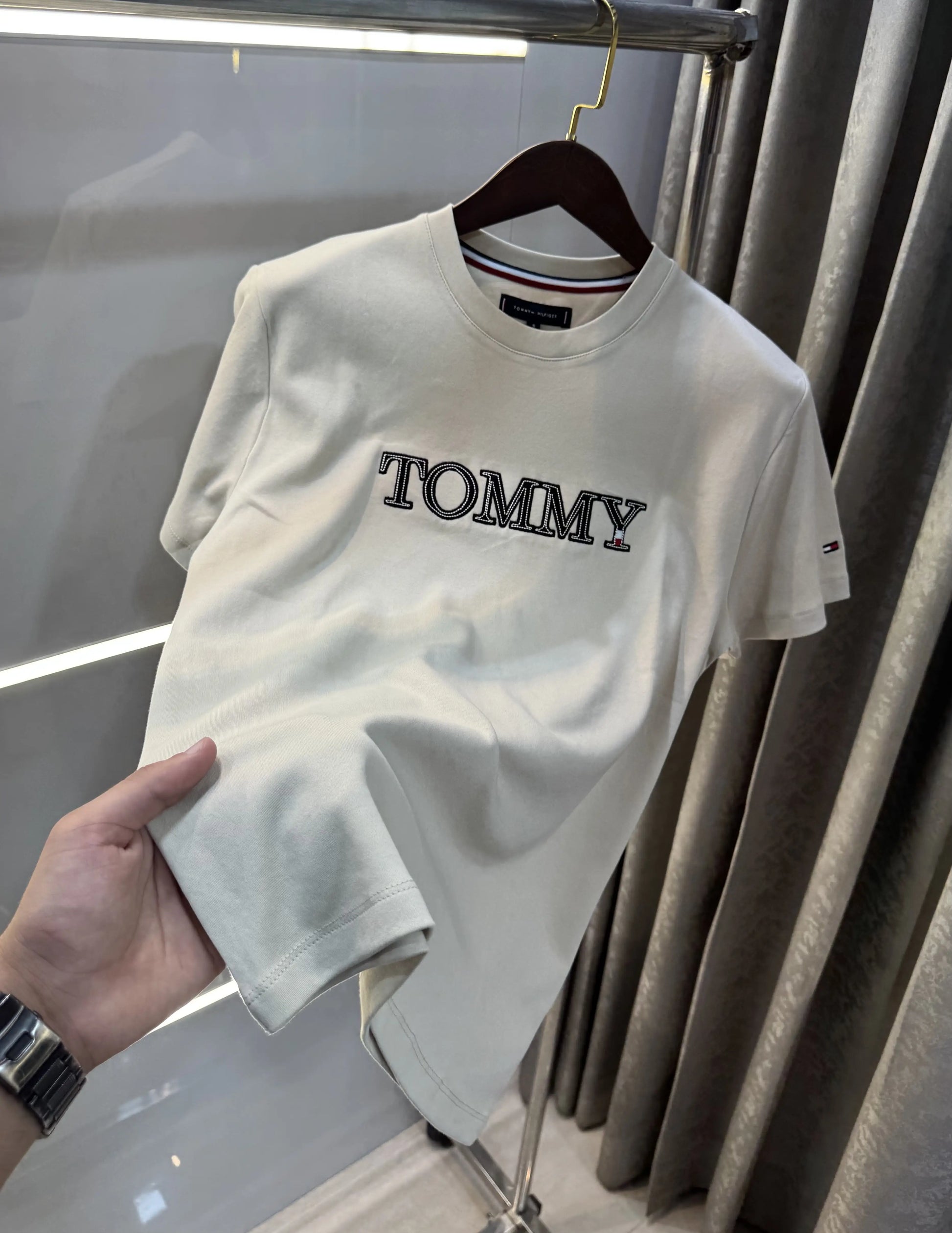 Tommy Hilfiger Cream Logo Work Premium Polo T-Shirt