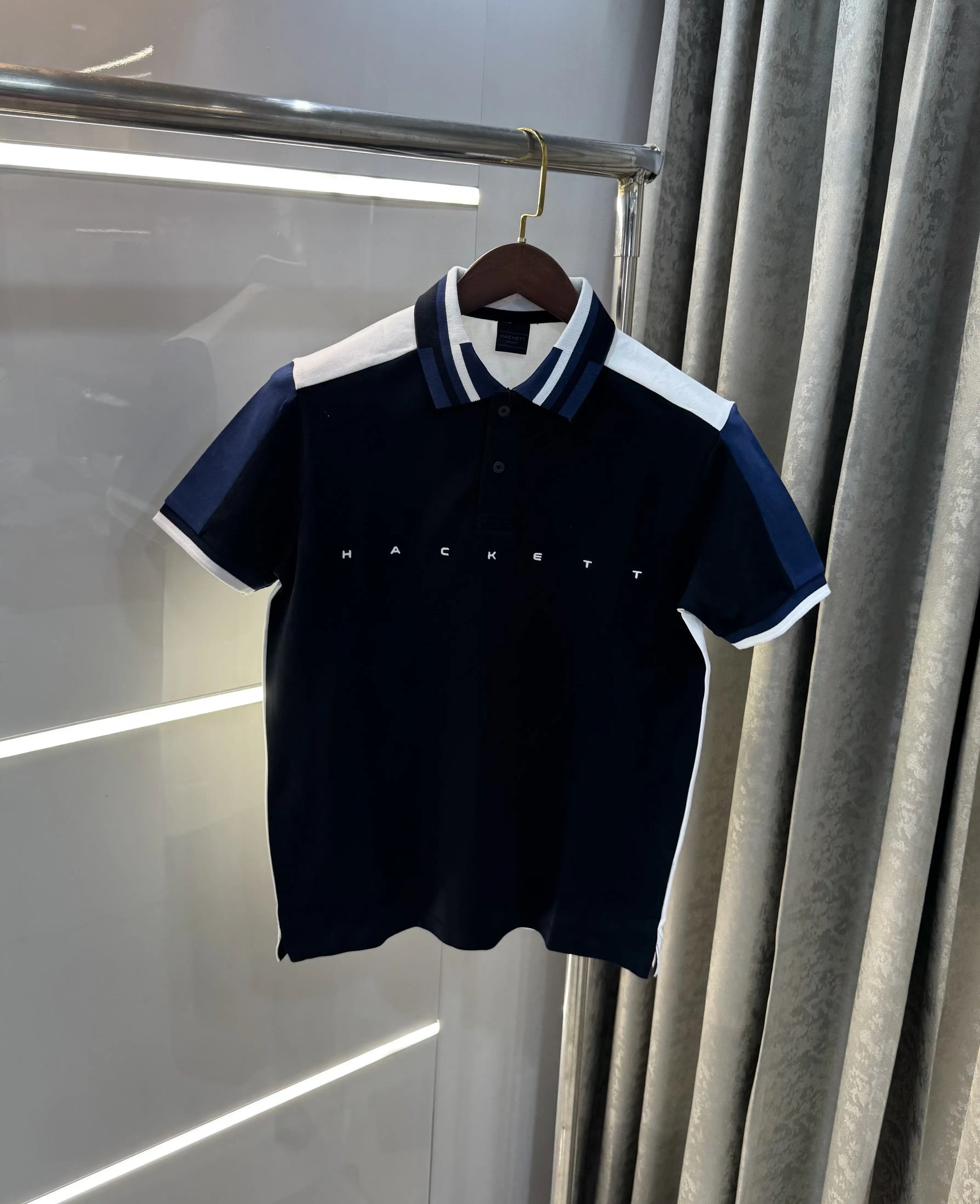 Hacket Navy Blue Logo Work Premium Polo T-Shirt