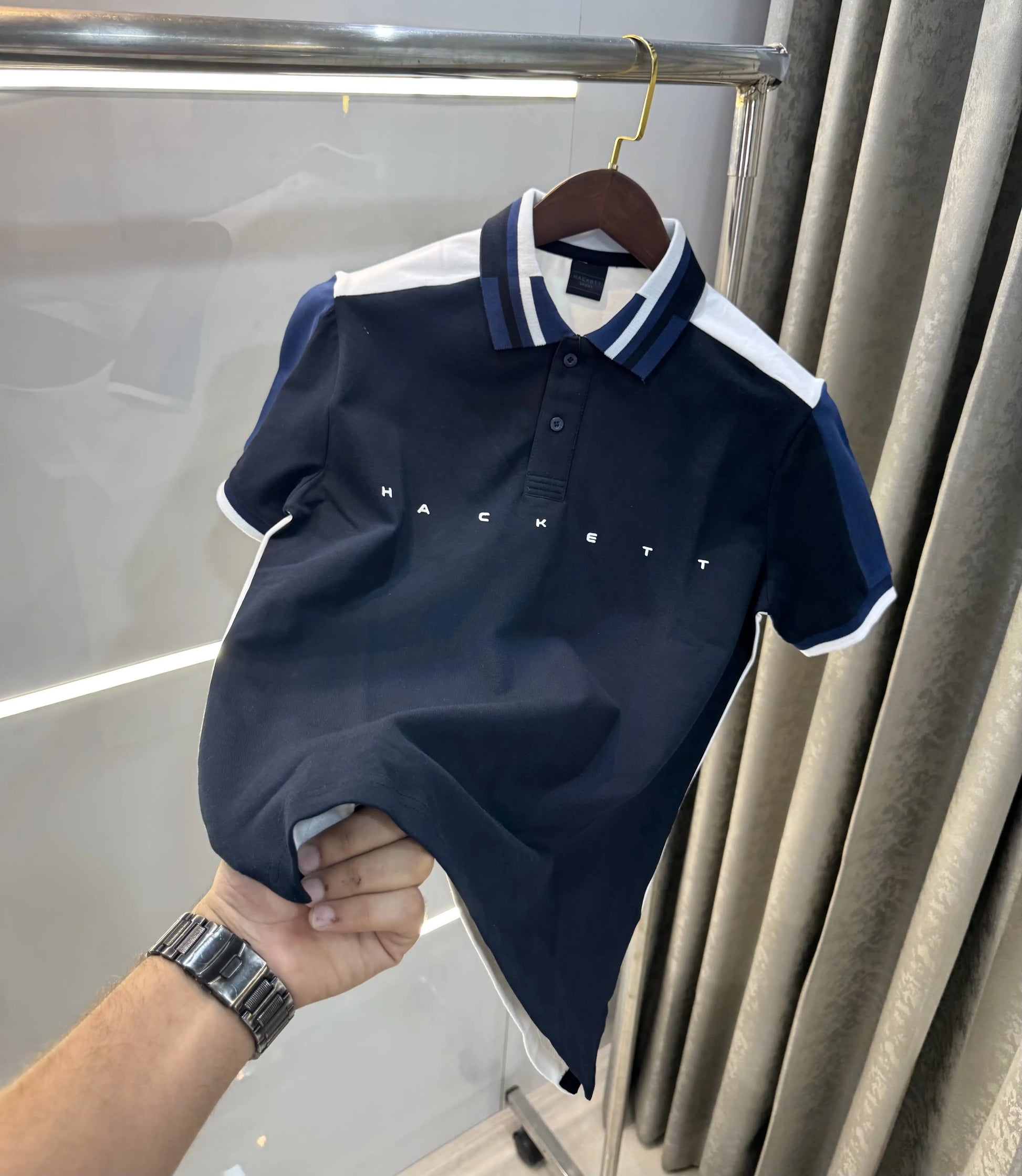 Hacket Navy Blue Logo Work Premium Polo T-Shirt