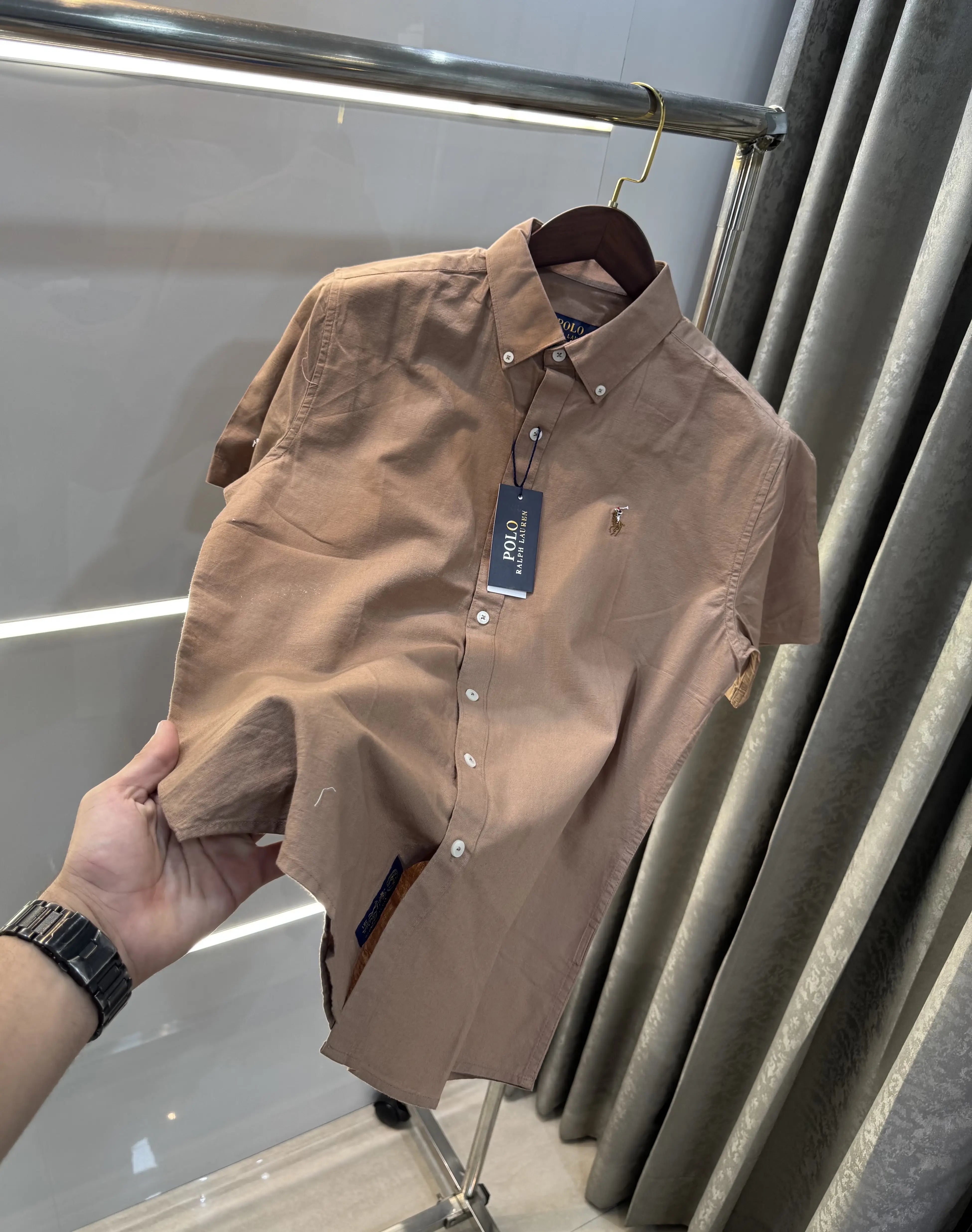 Ralph  Lauren Brown Premium Linen Shirt