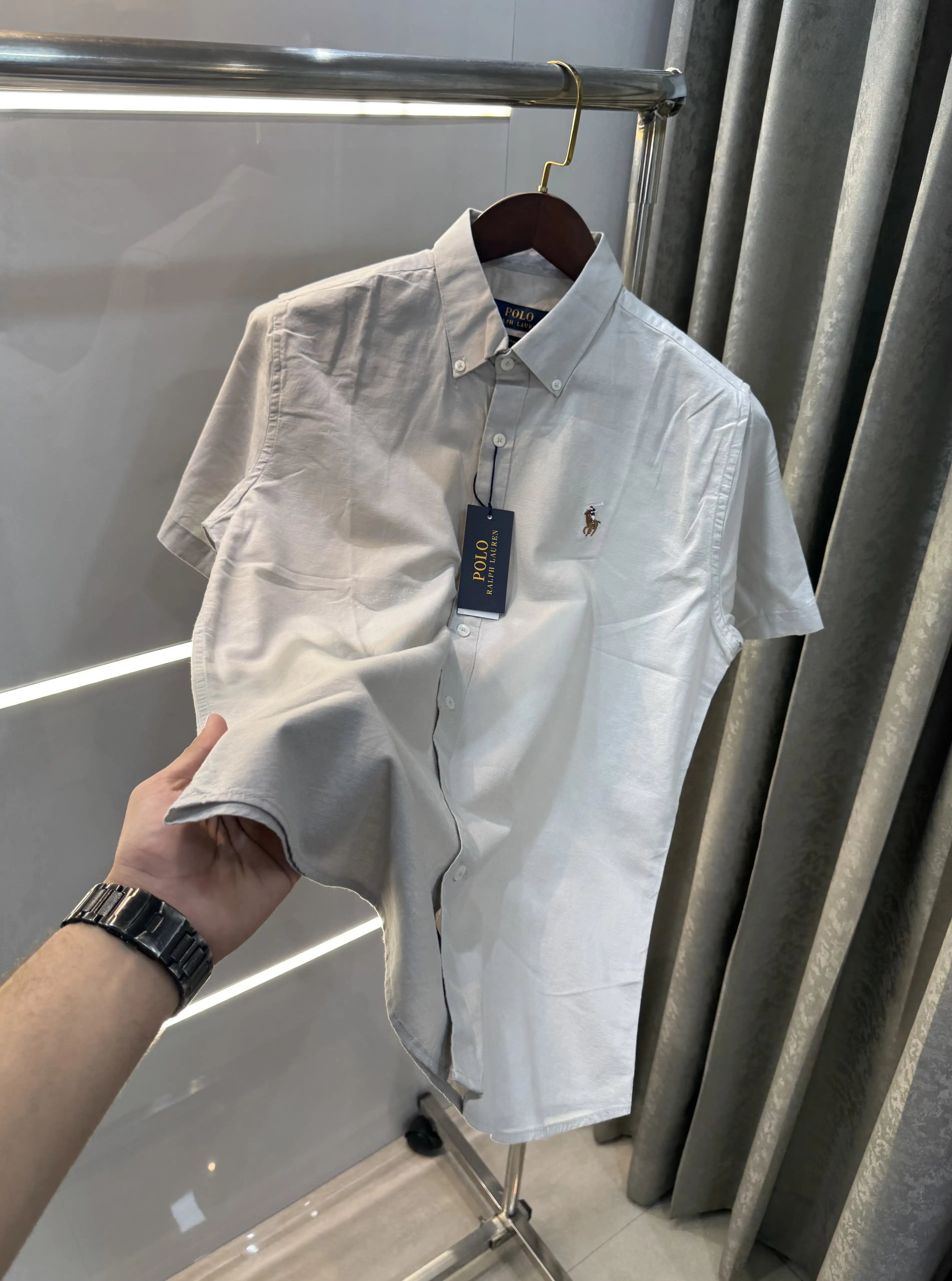 Ralph  Lauren Grey Premium Linen Shirt
