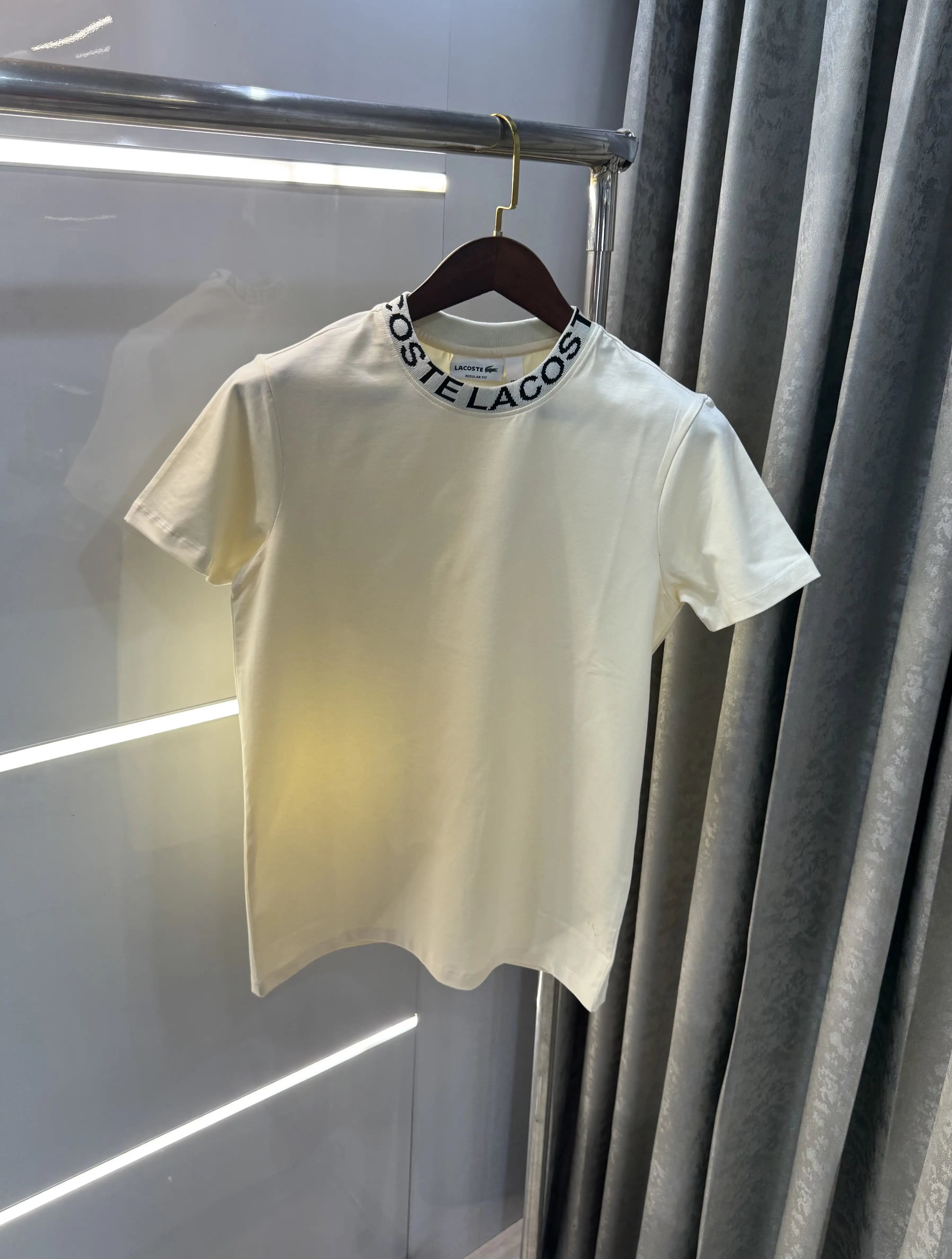 Lacoste Cream Logo Work Premium T-Shirt