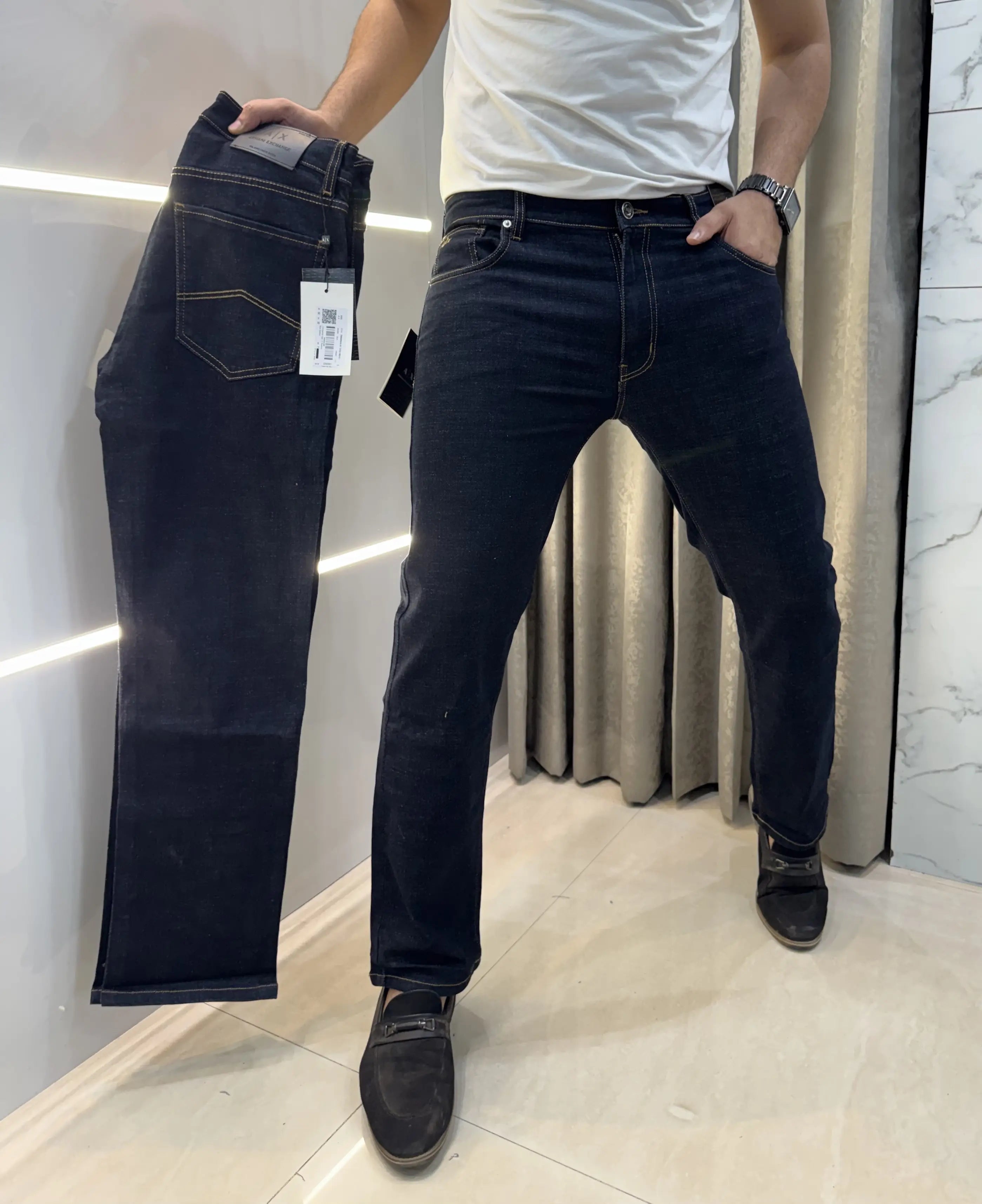 Armani Exchange Dark Blue Imported Hyperflex Denim