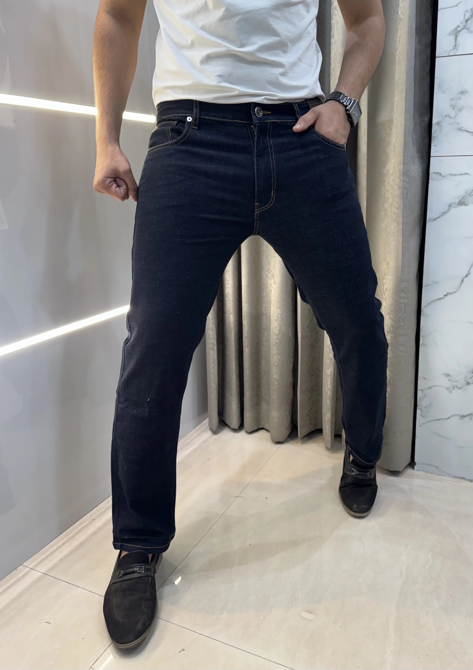 Armani Exchange Dark Blue Imported Hyperflex Denim