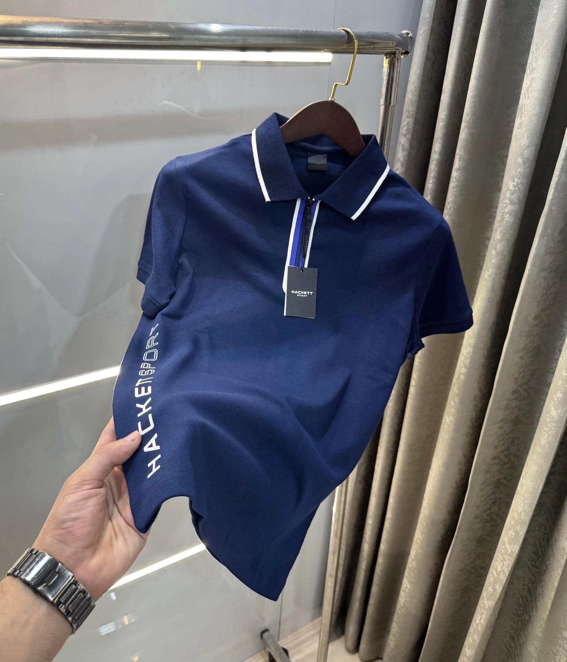 Hacket Navy Blue Logo Work Premium Polo T-Shirt