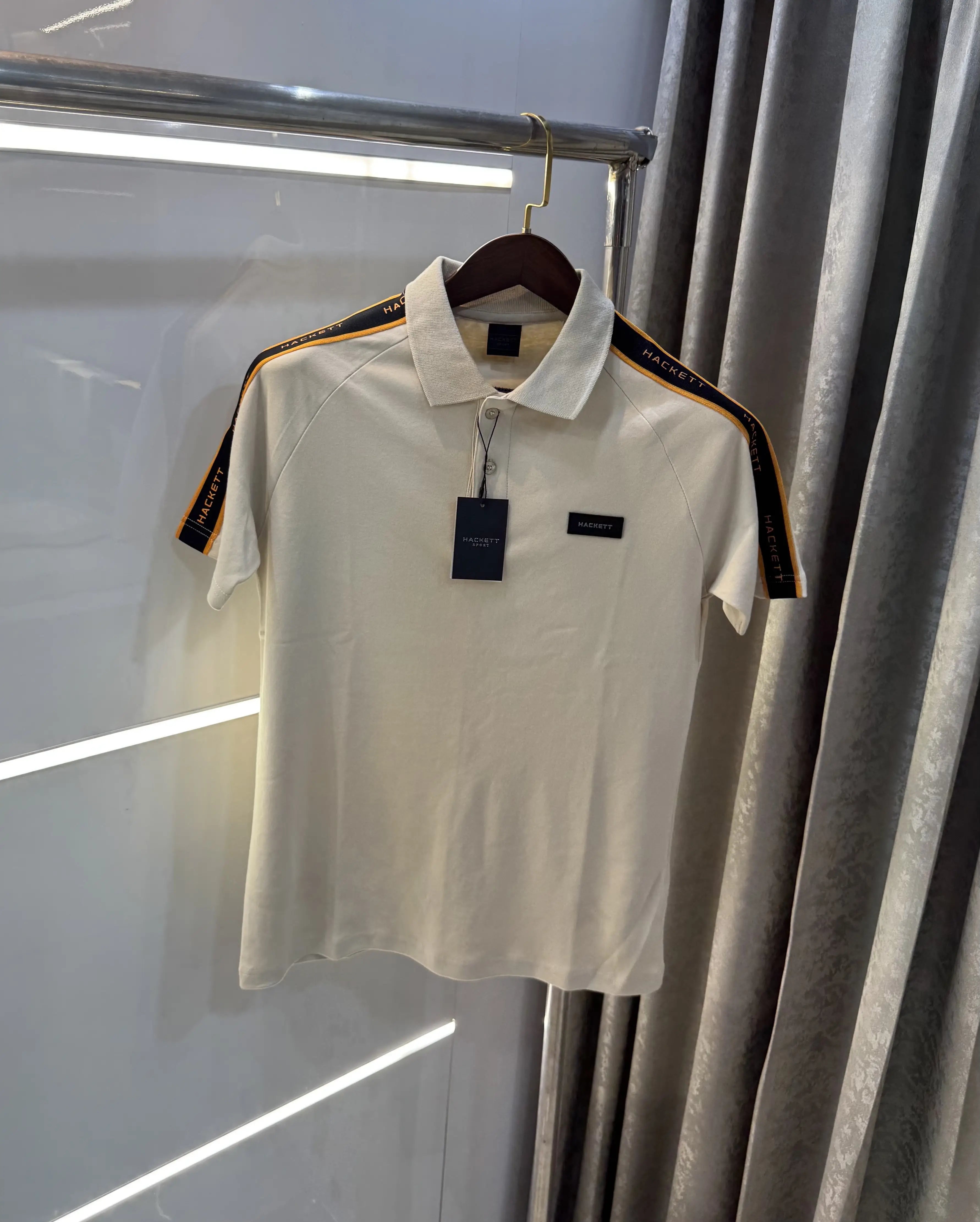 Hacket Cream Logo Work Premium Polo T-Shirt