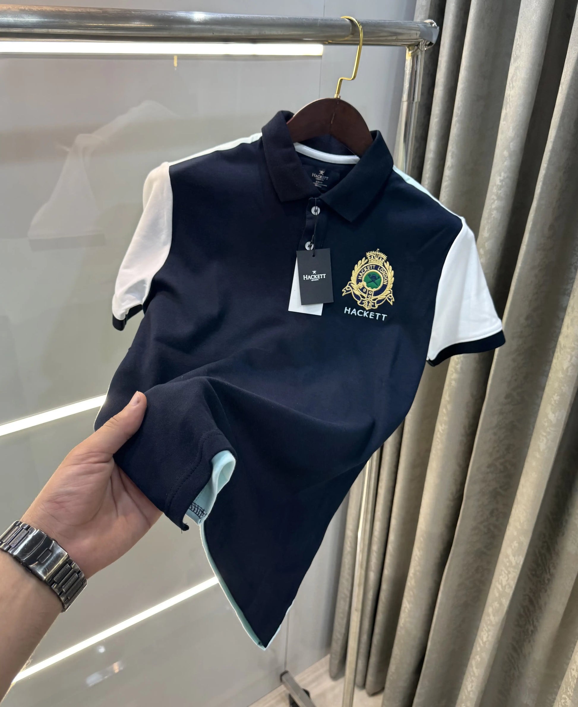 Hacket Navy Blue Logo Work Premium Polo T-Shirt