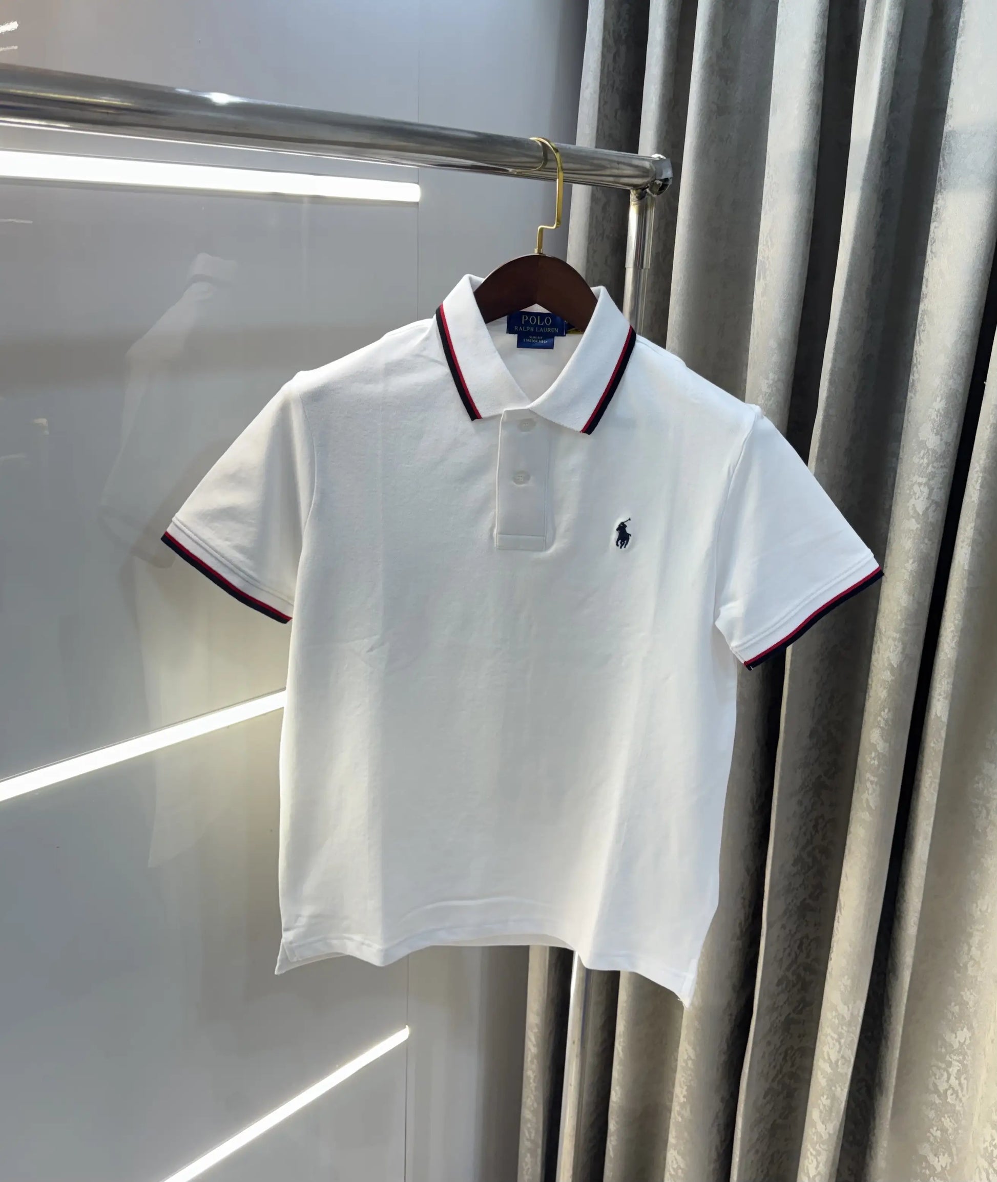 Ralph Lauren White Embroidery Logo Premium Classic Polo T-Shirt