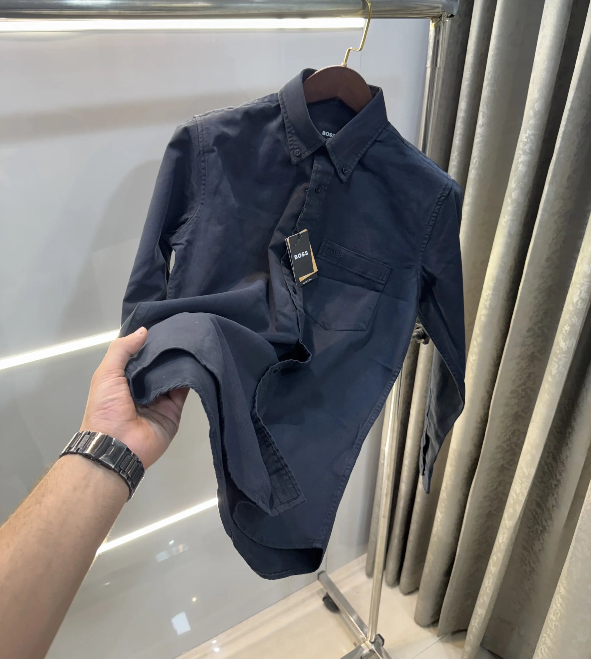 Hugo Boss Dark Grey Logo Work Premium Shirt
