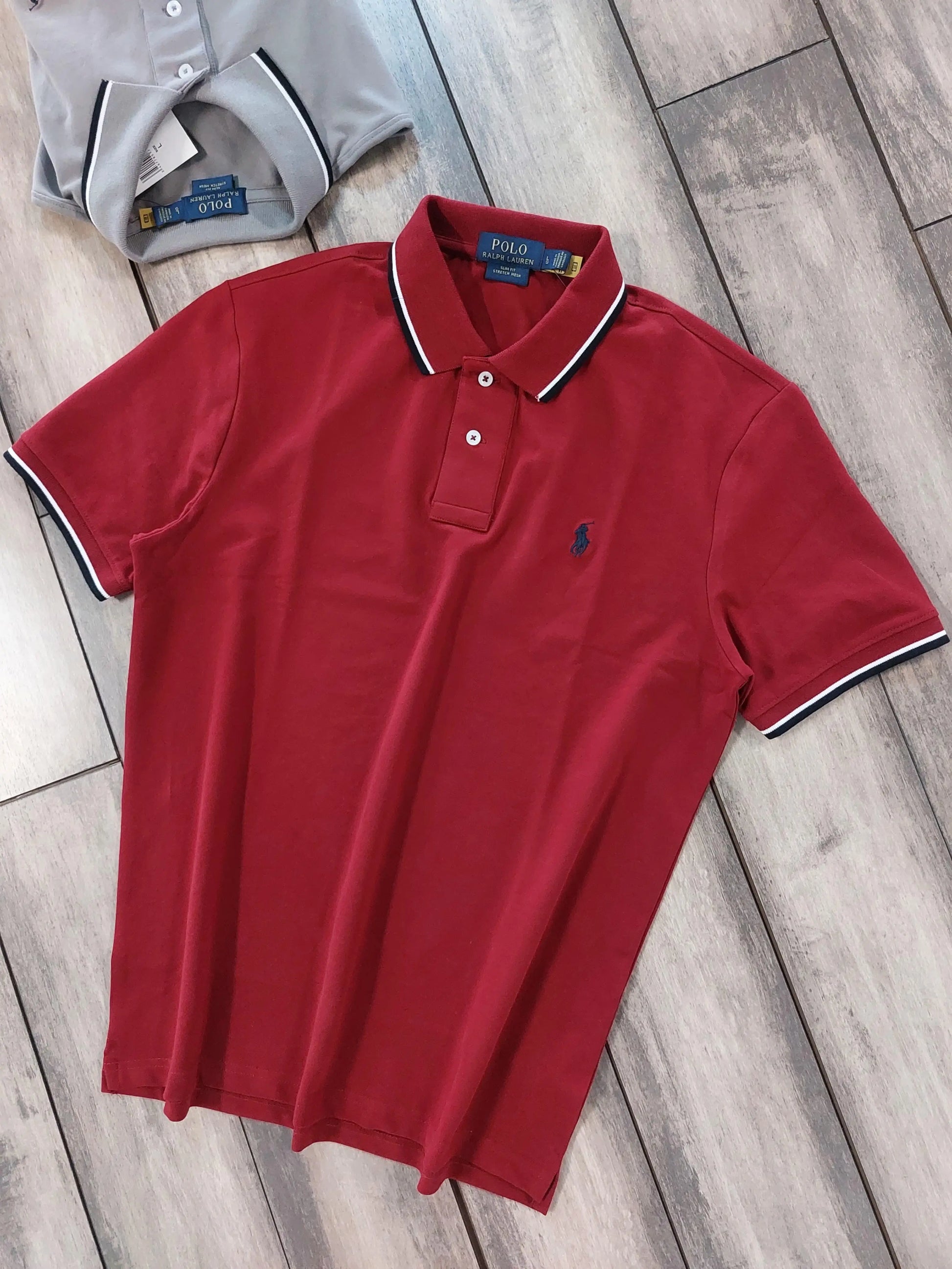 Ralph Lauren Maroon Embroidery Logo Premium Classic Polo T-Shirt