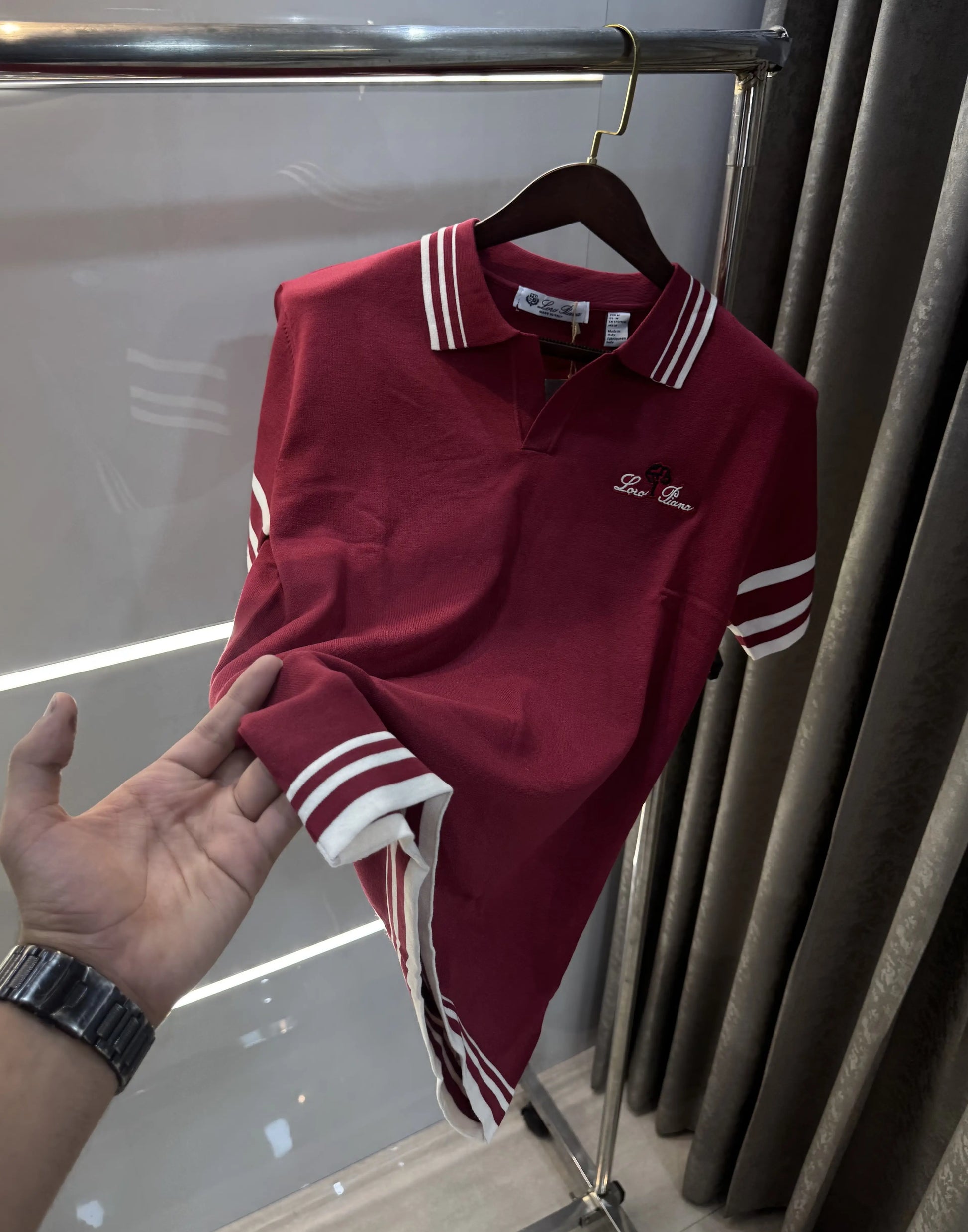 Loro Piana maroon Premium Polo T-shirt