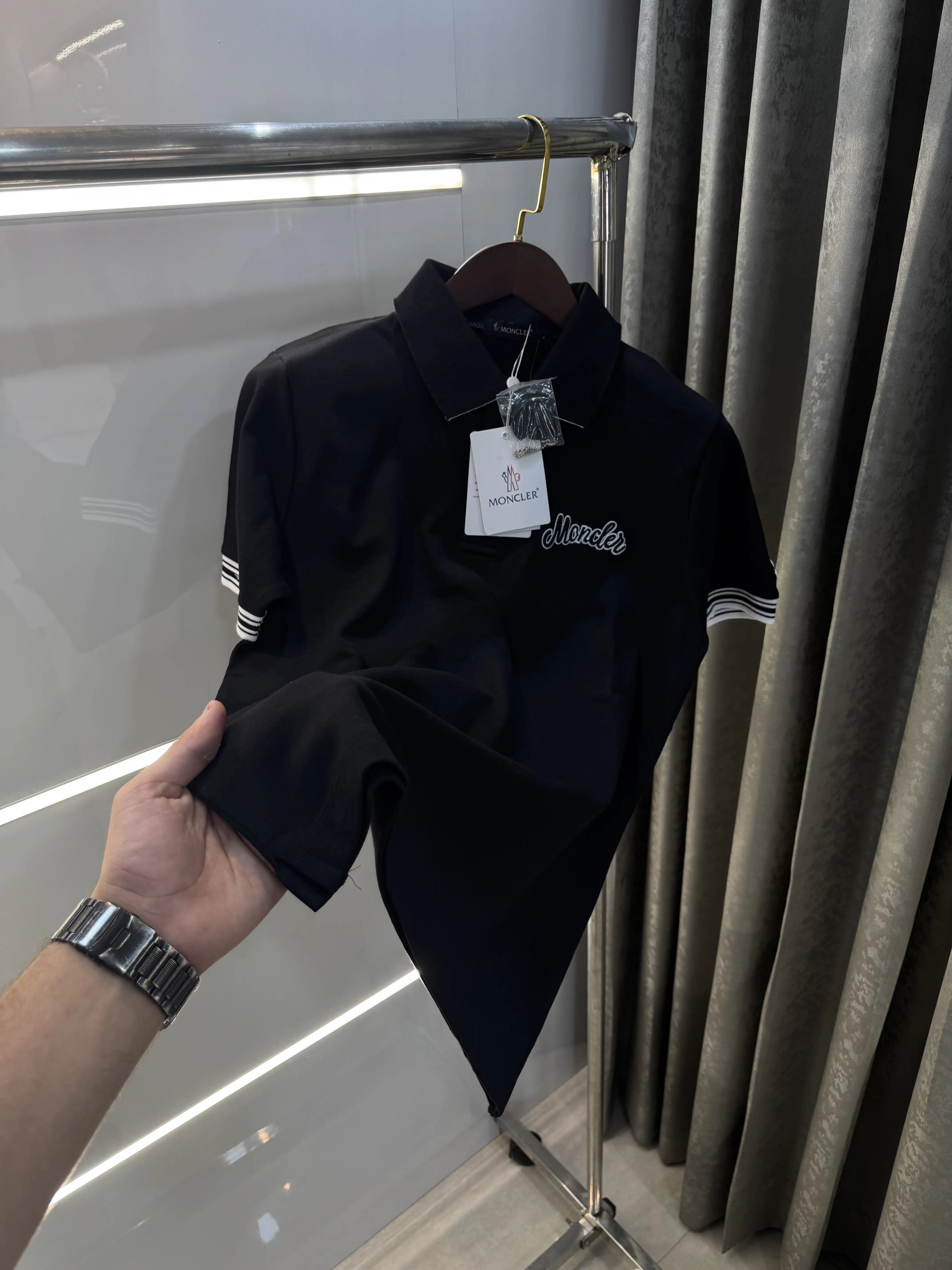 Moncler Black Logo Work Premium Polo T-shirt
