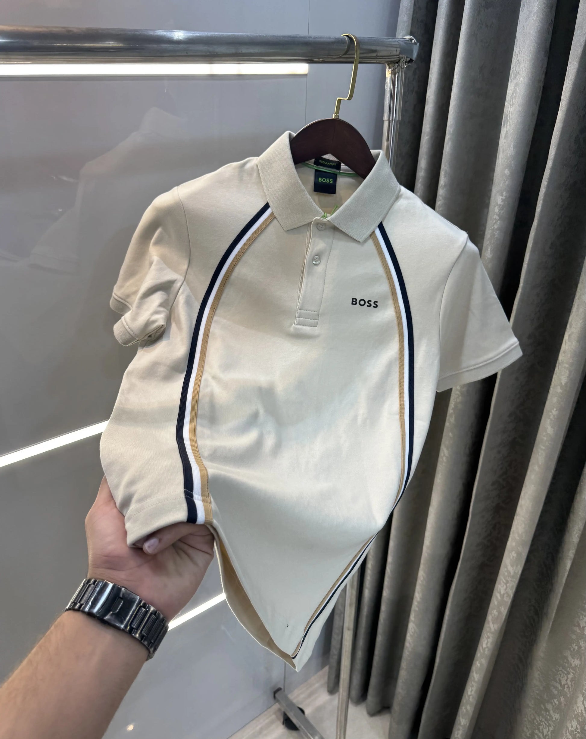 Hugo  Boss Beige Premium Polo T-shirt