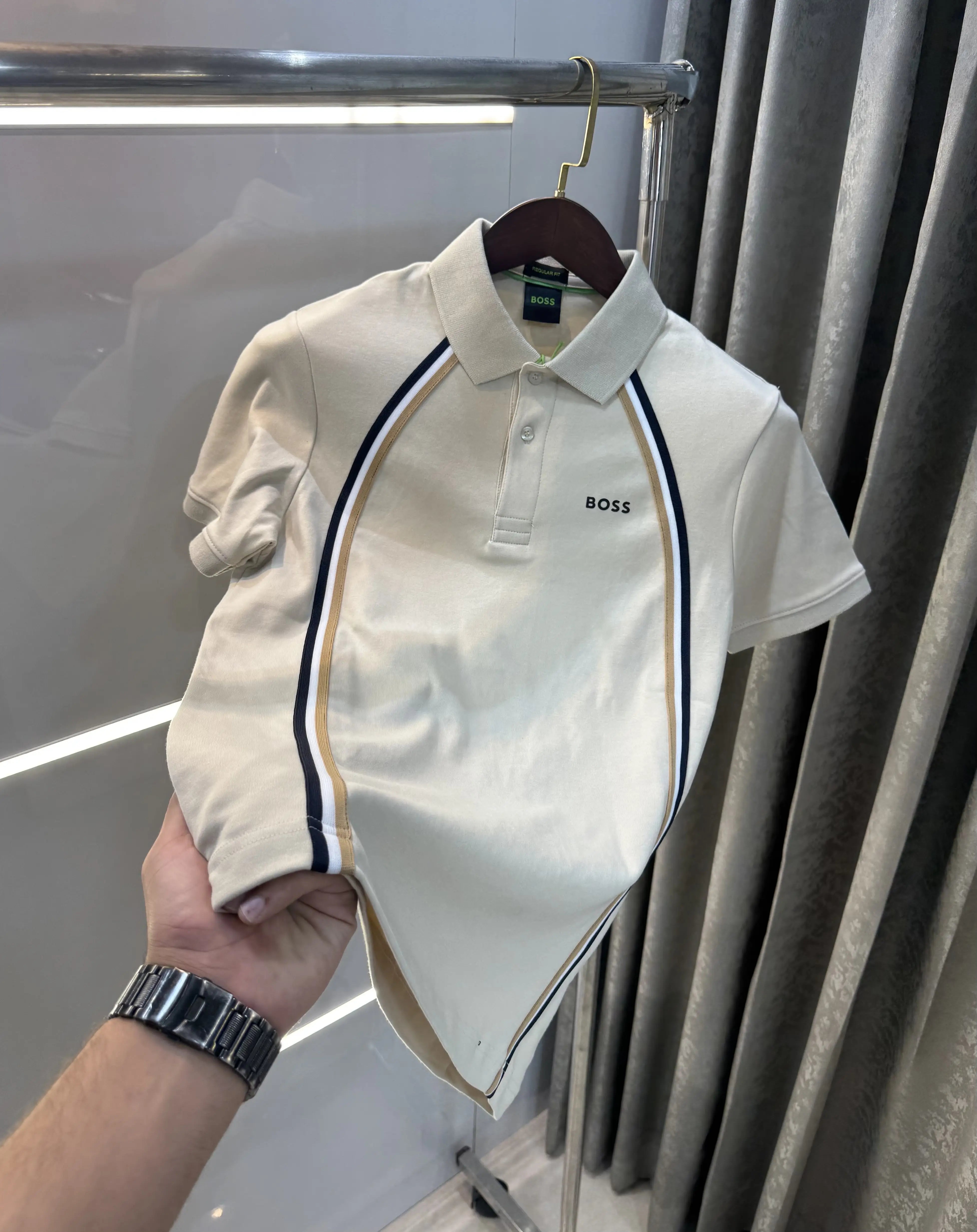 Hugo  Boss Beige Premium Polo T-shirt