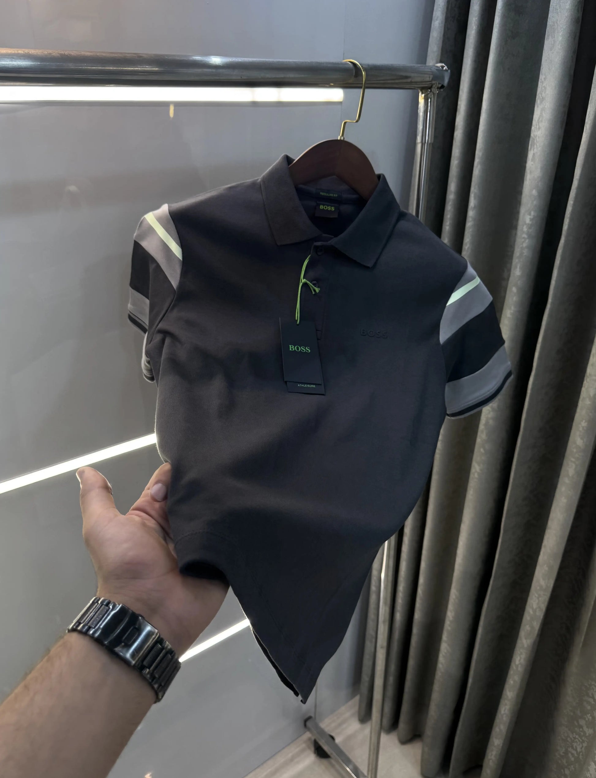 Hugo  Boss Grey Premium Polo T-shirt