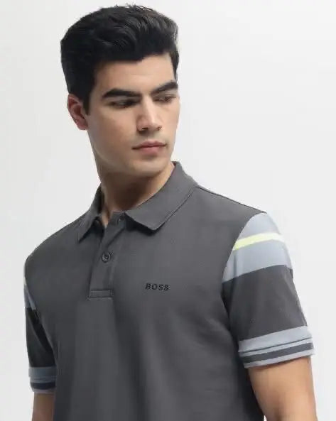 Hugo  Boss Grey Premium Polo T-shirt