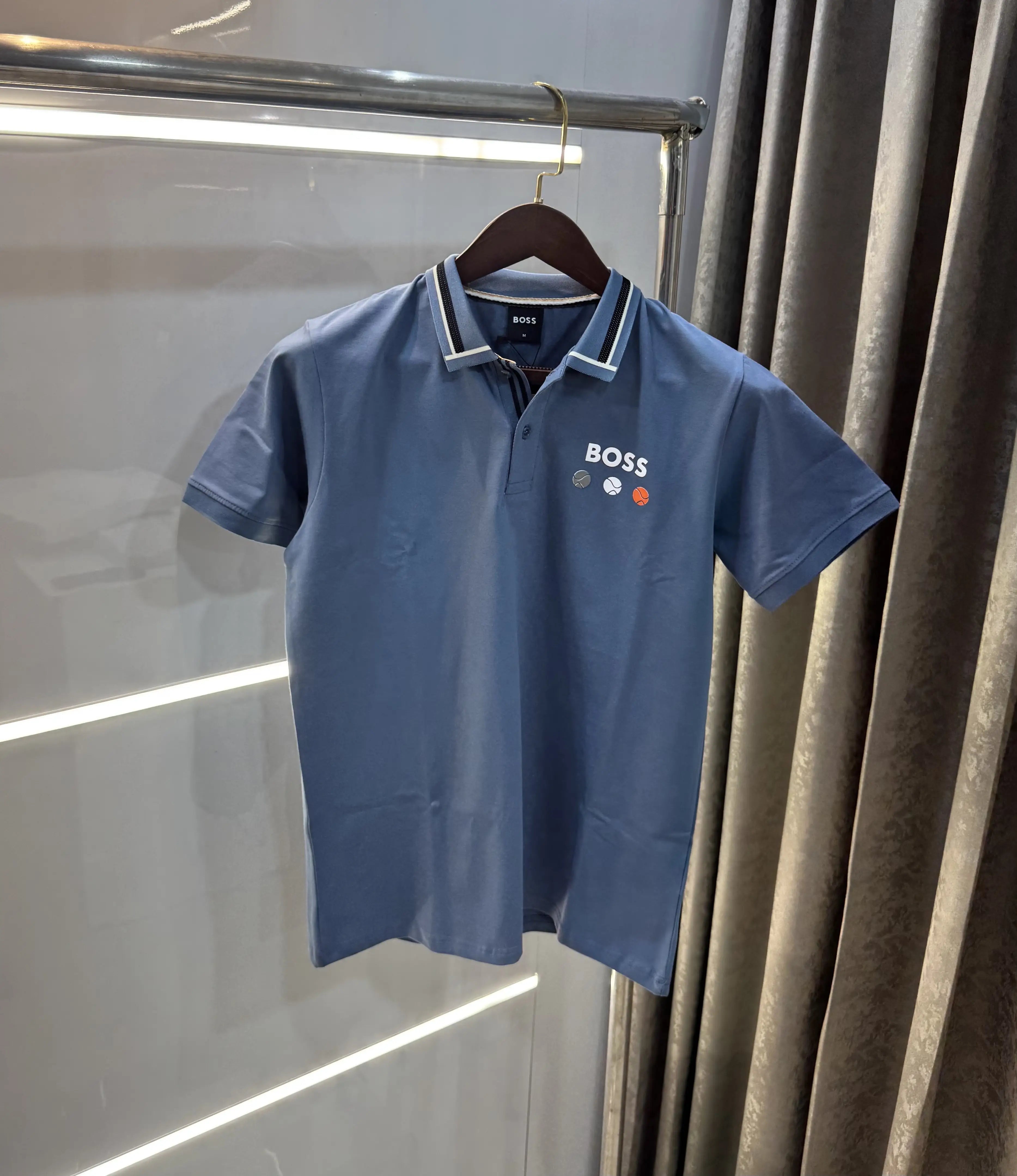 Hugo  Boss Blue Premium Polo T-shirt With Box Packing