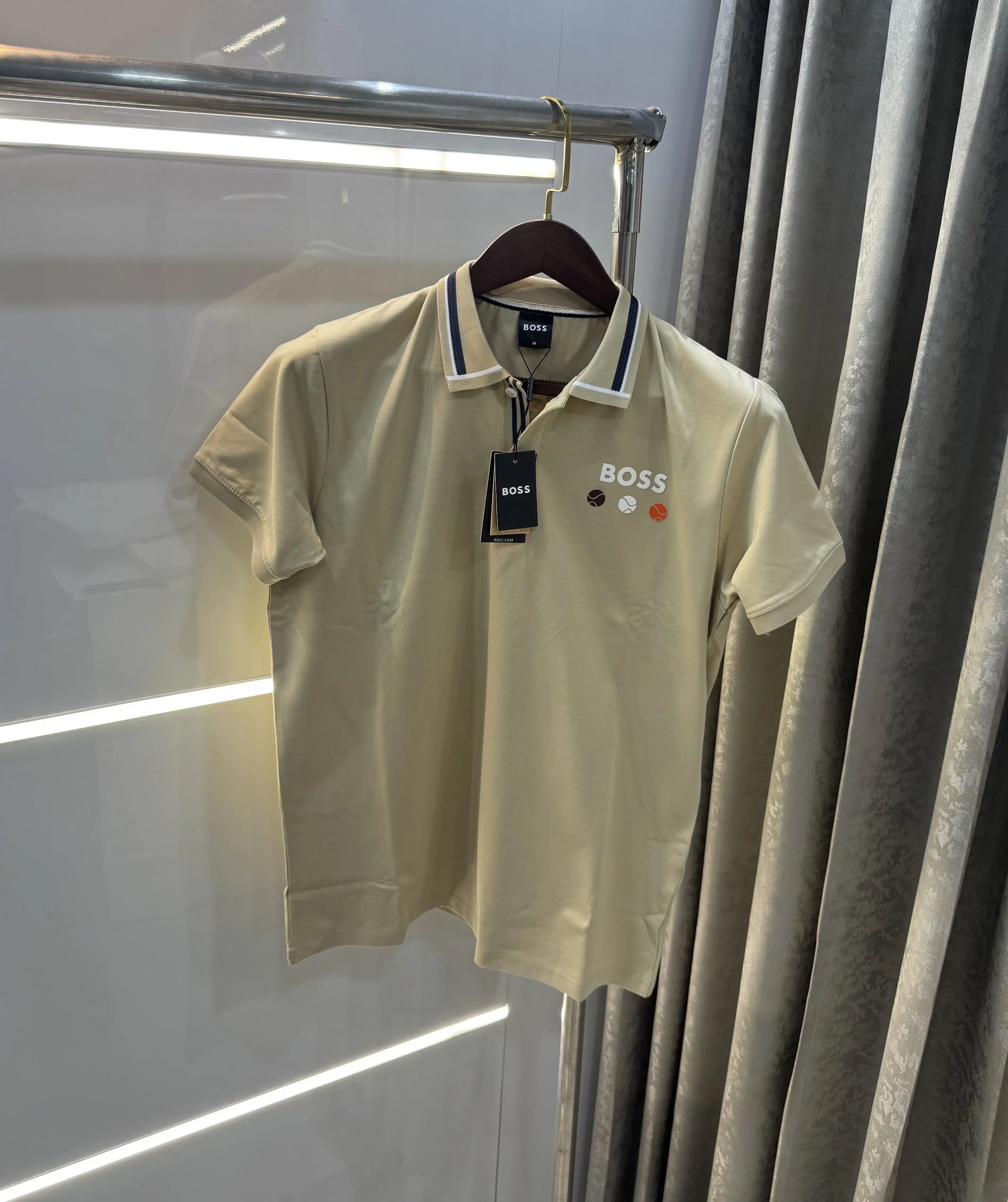 Hugo  Boss Cream Premium Polo T-shirt With Box Packing