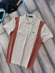Fredperry Beige Embroidery Logo Premium Polo T-Shirt