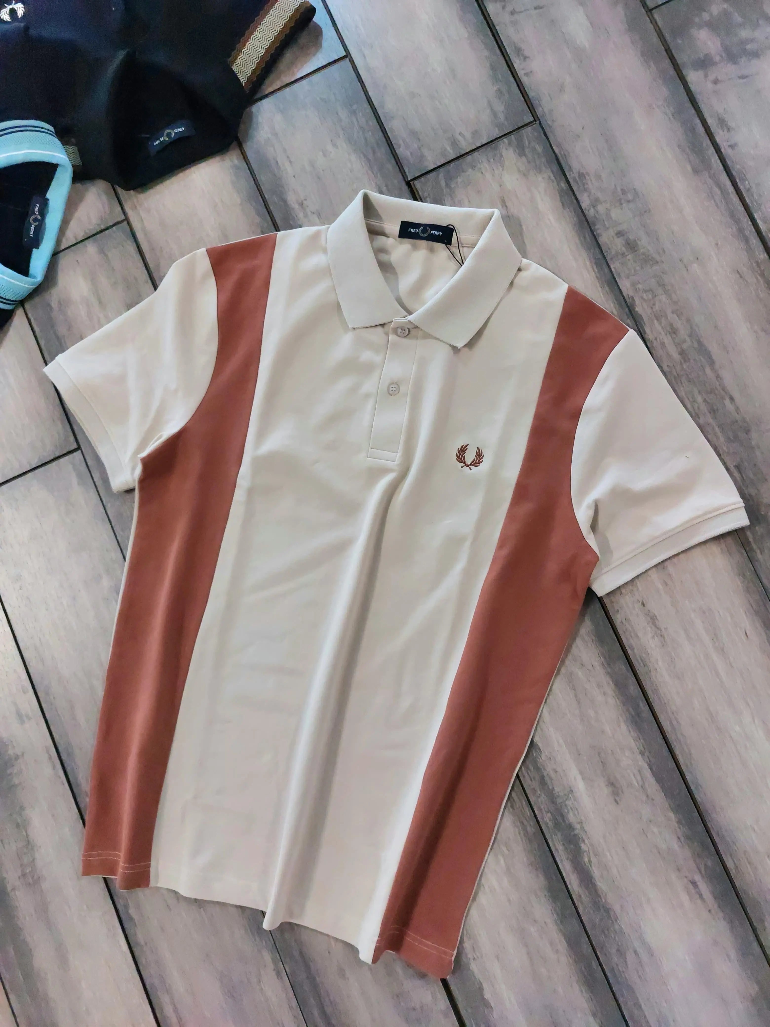 Fredperry Beige Embroidery Logo Premium Polo T-Shirt