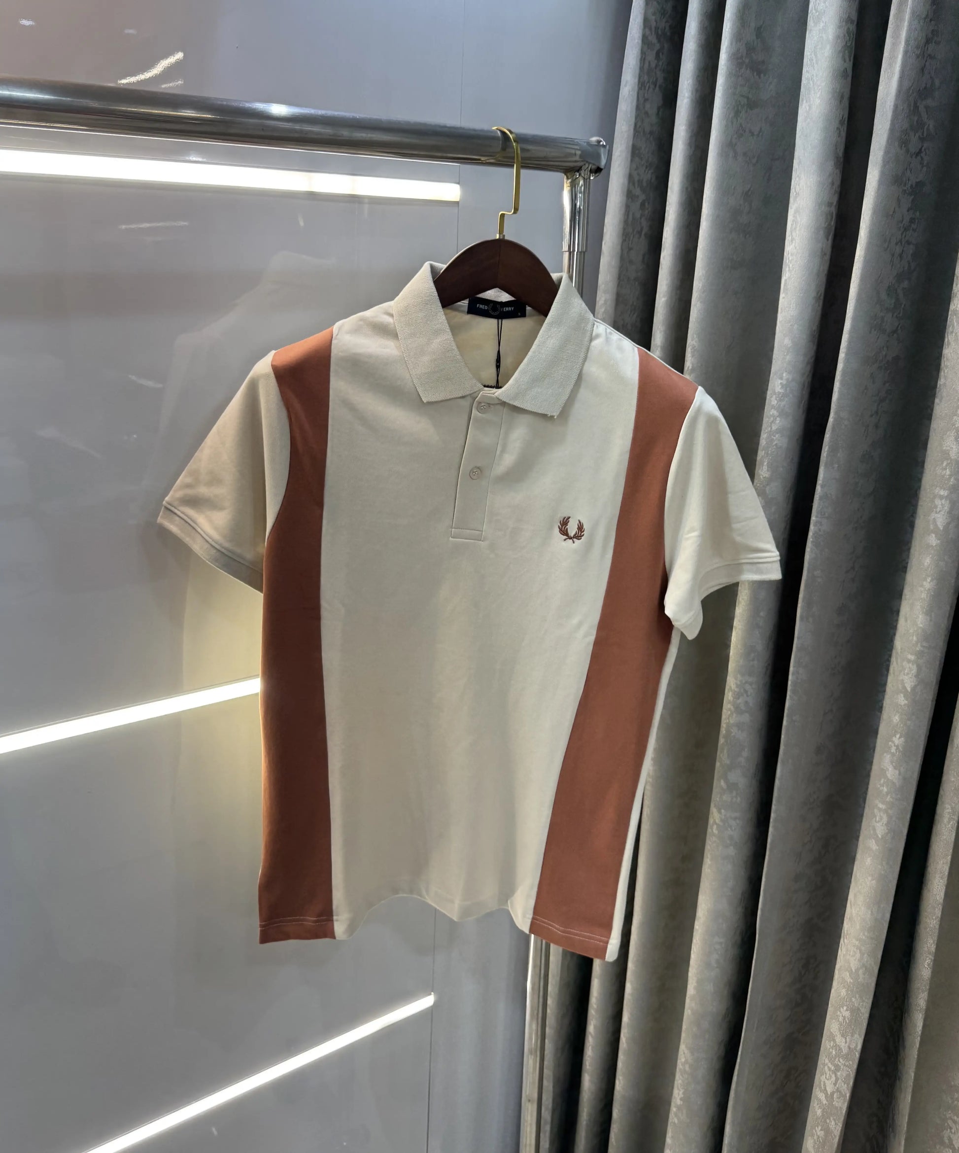 Fredperry Beige Embroidery Logo Premium Polo T-Shirt