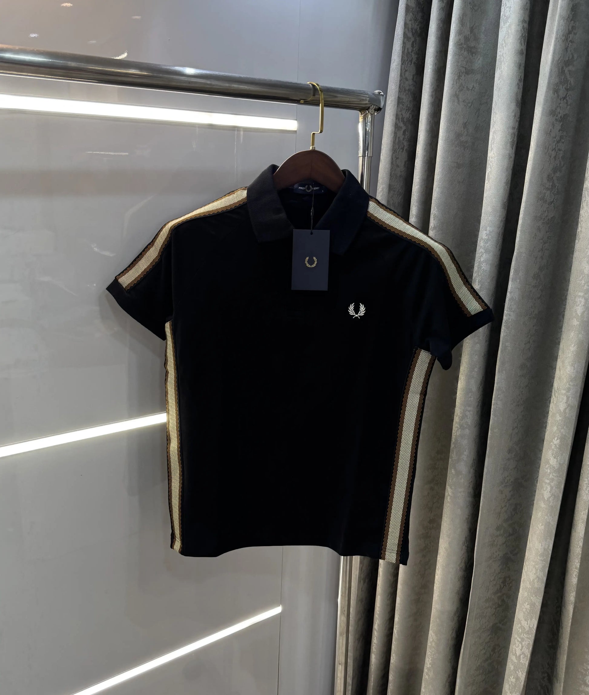 Fredperry Black Embroidery Logo Premium Polo T-Shirt
