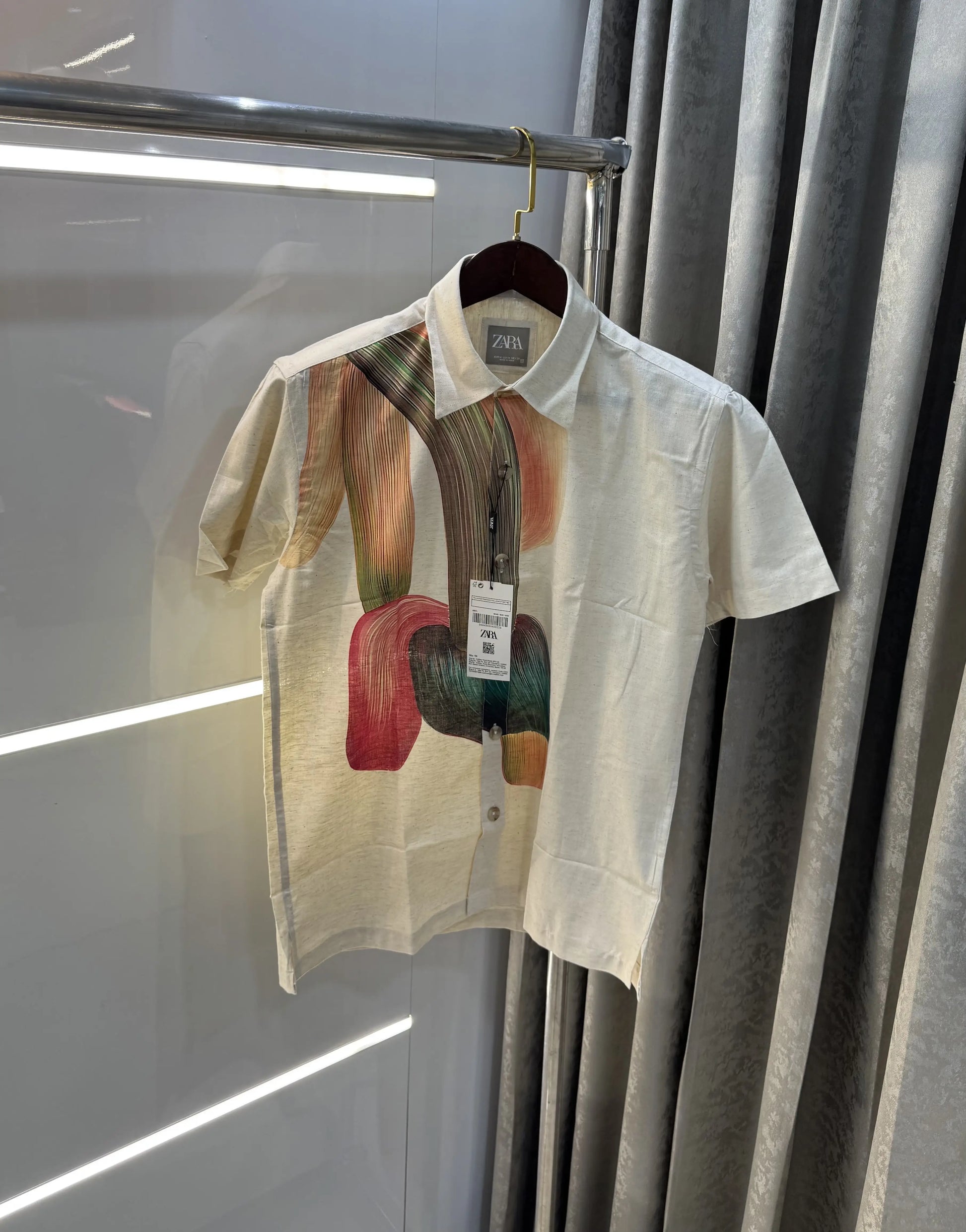 Zara Beige Orange 1 Premium Linen Shirt