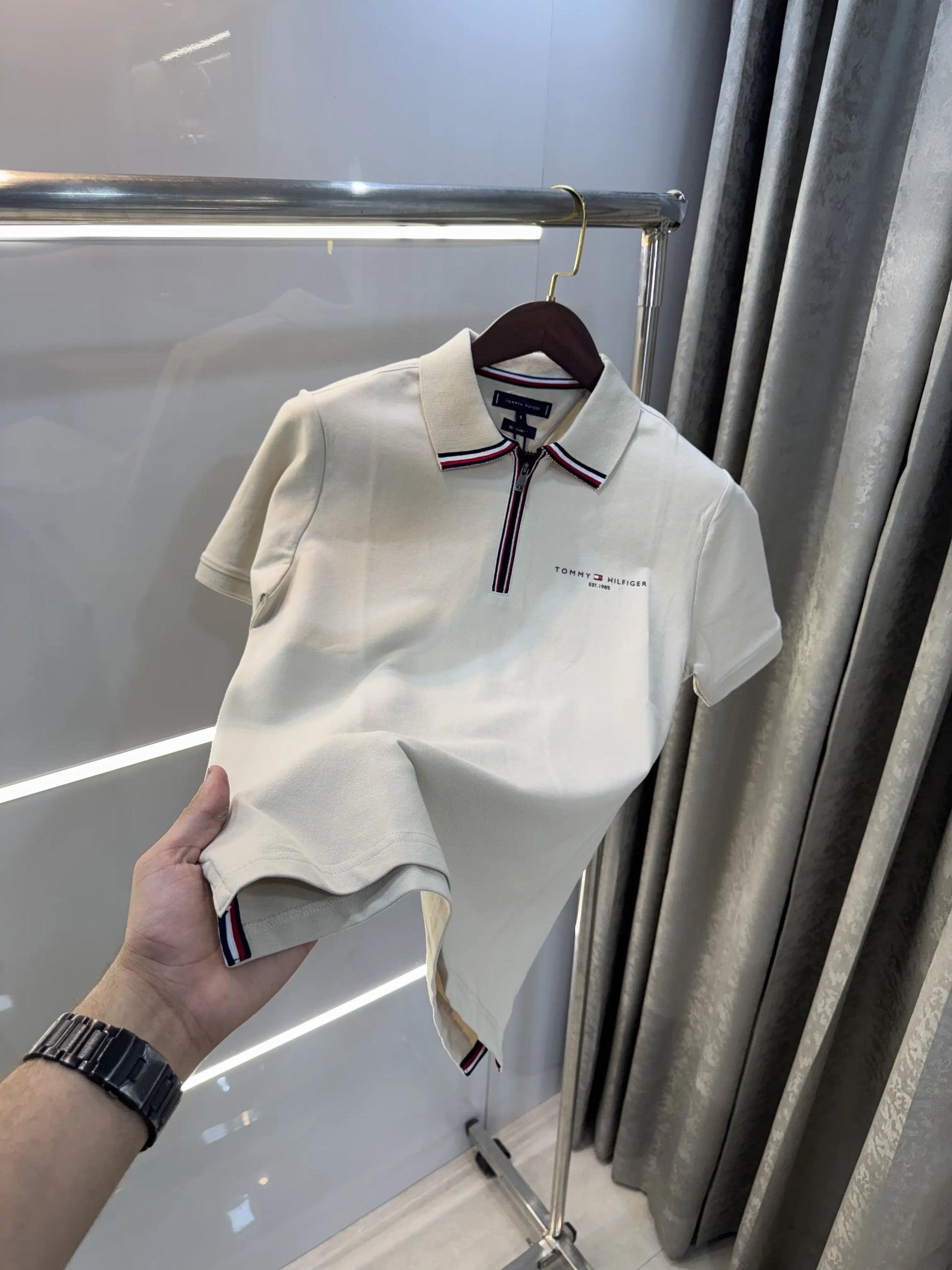 Tommy Hilfiger Cream Premium Polo T-shirt