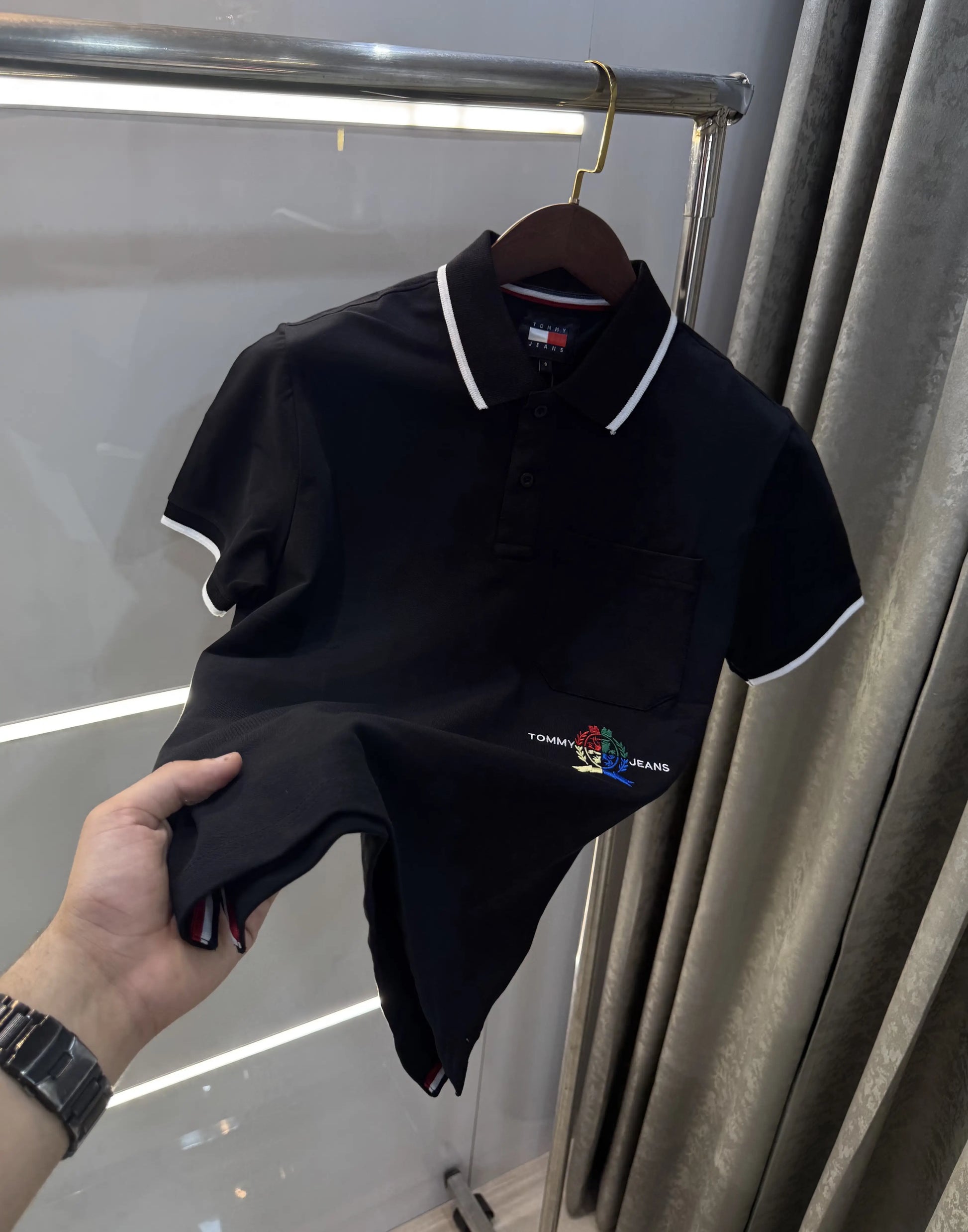 Tommby Hilfige r Black Premium Polo T-shirt