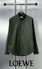 Loewe Dark Olive Embroidery Logo Shirt With Premium Box Packing