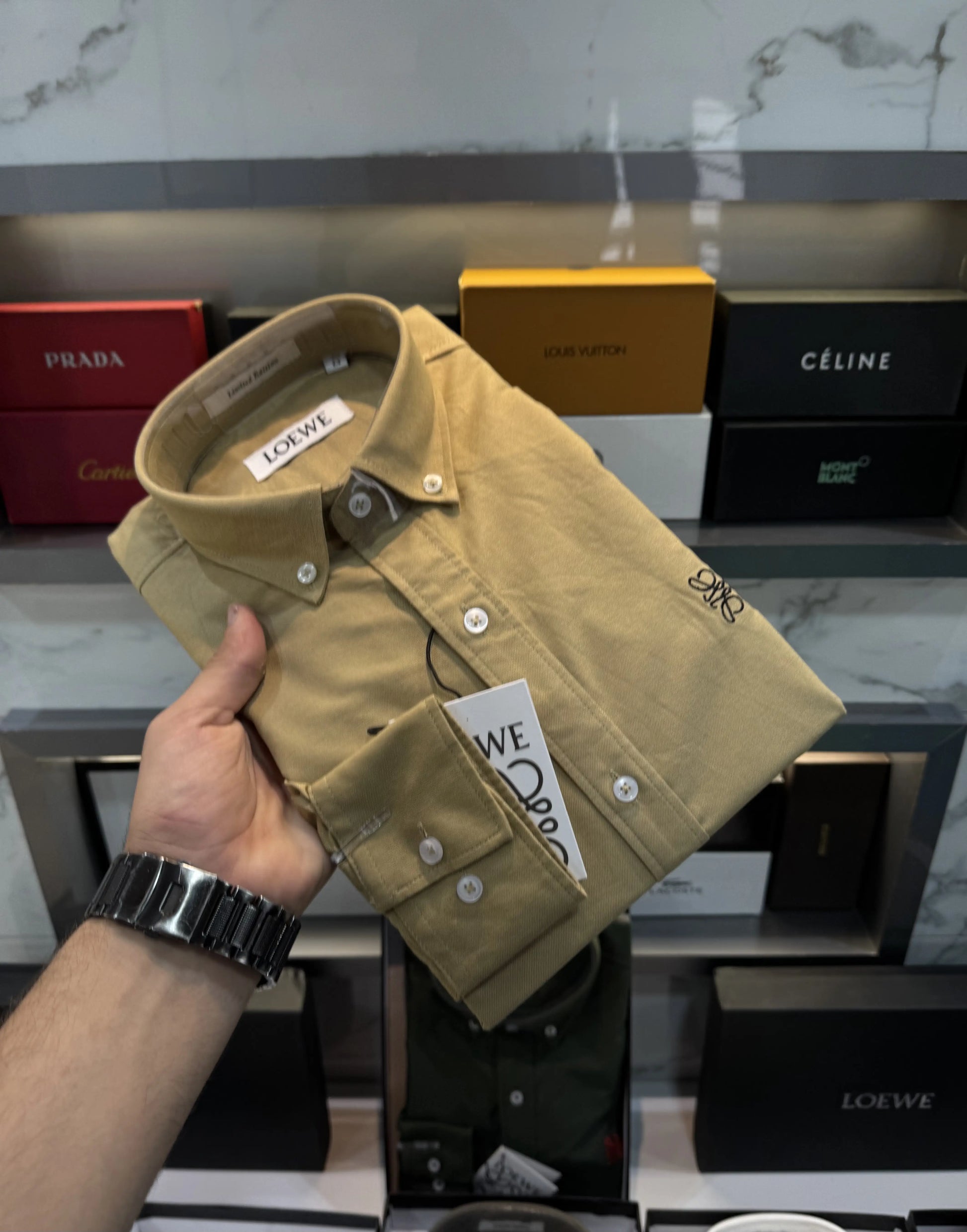 Loewe Beige Embroidery Logo Shirt With Premium Box Packing