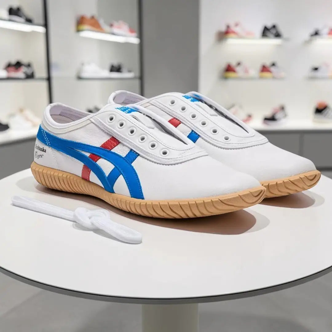 Onitsuka Tiger Tsunahiki Slip-On WHITE DIRECTOIRE BLUE Mens 7A Premium D-2065