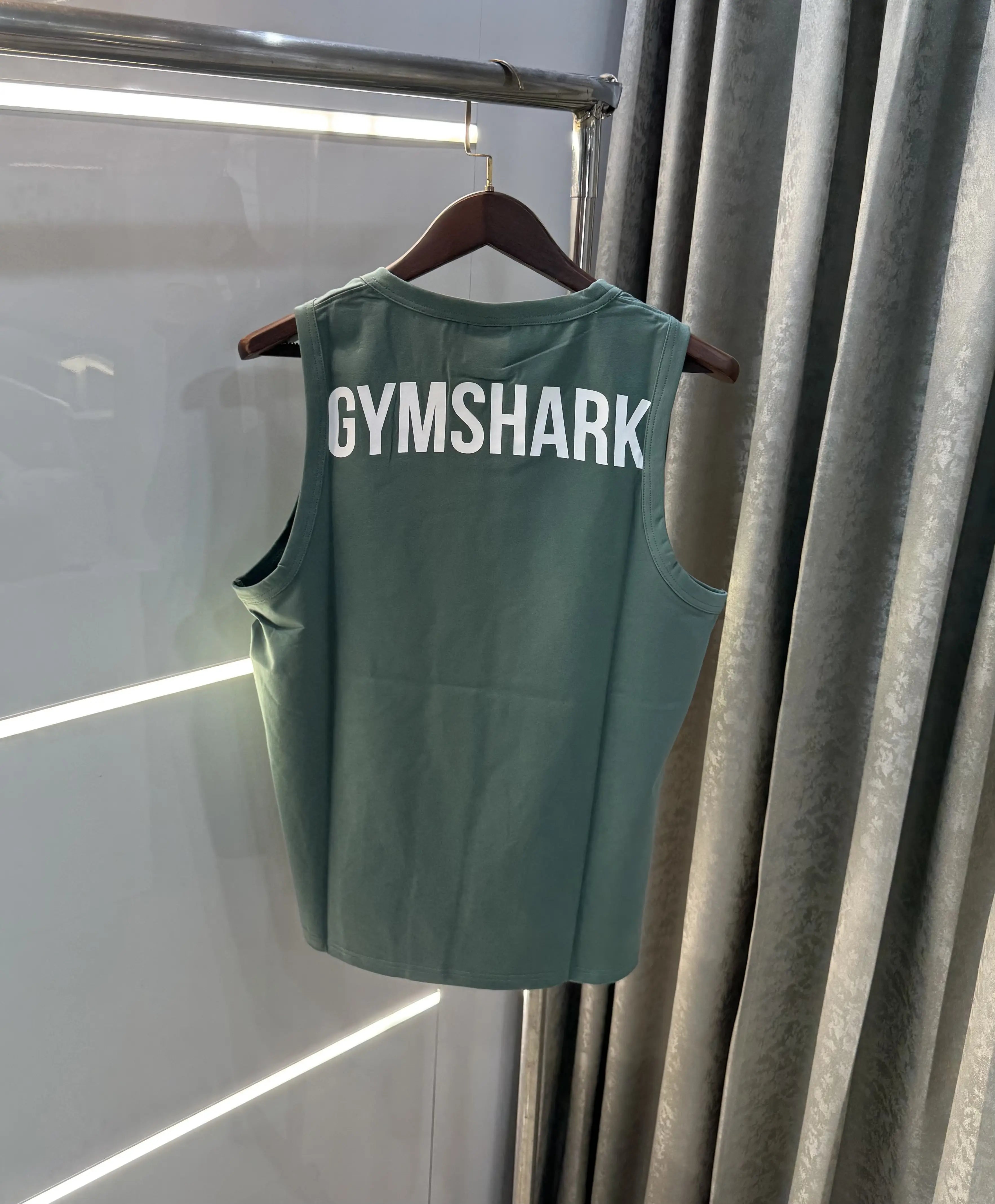 Gym Shark Aqua Green Embroidery Logo Premium Sando