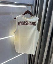 Gym Shark Cream Embroidery Logo Premium Sando