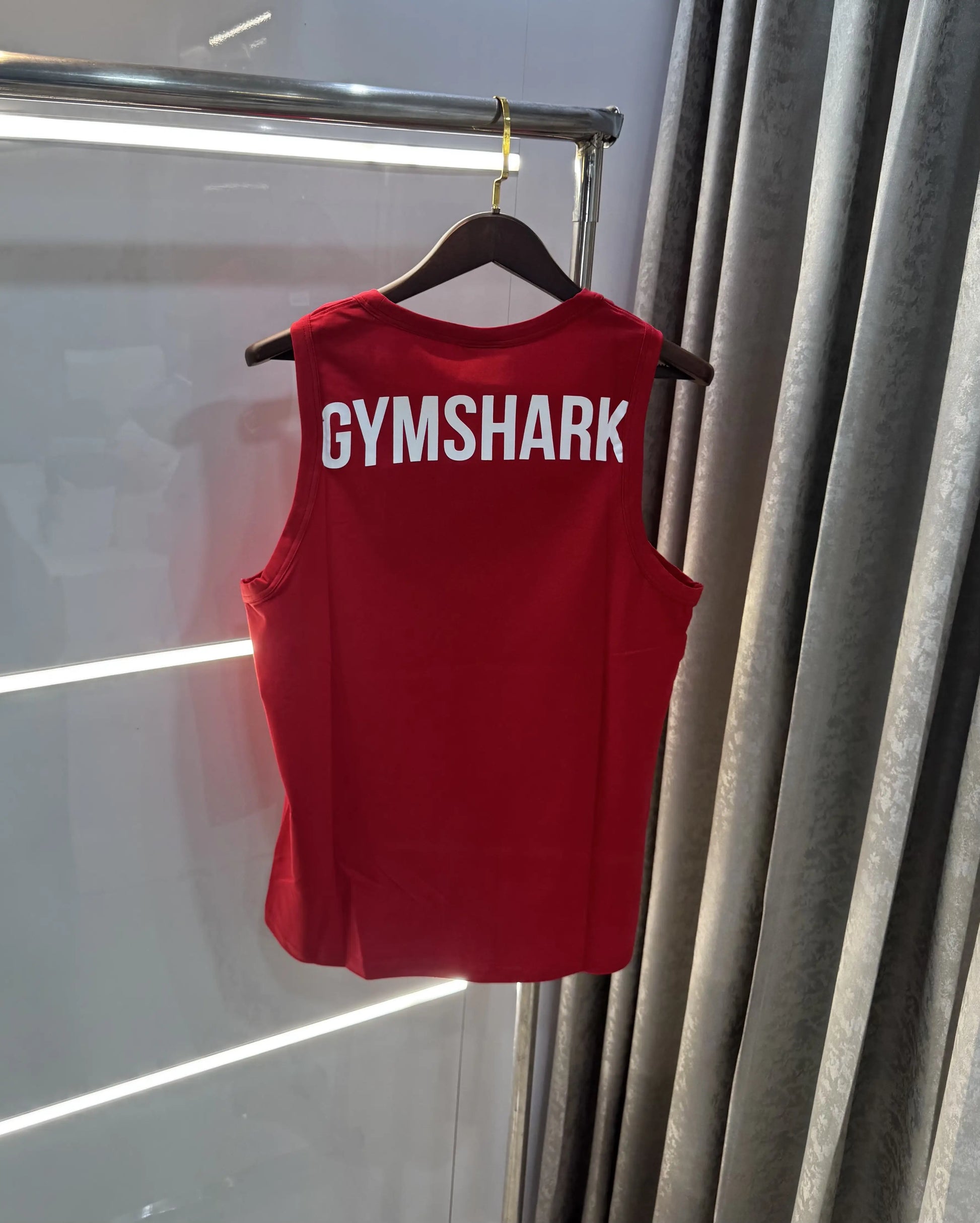 Gym Shark Red Embroidery Logo Premium Sando