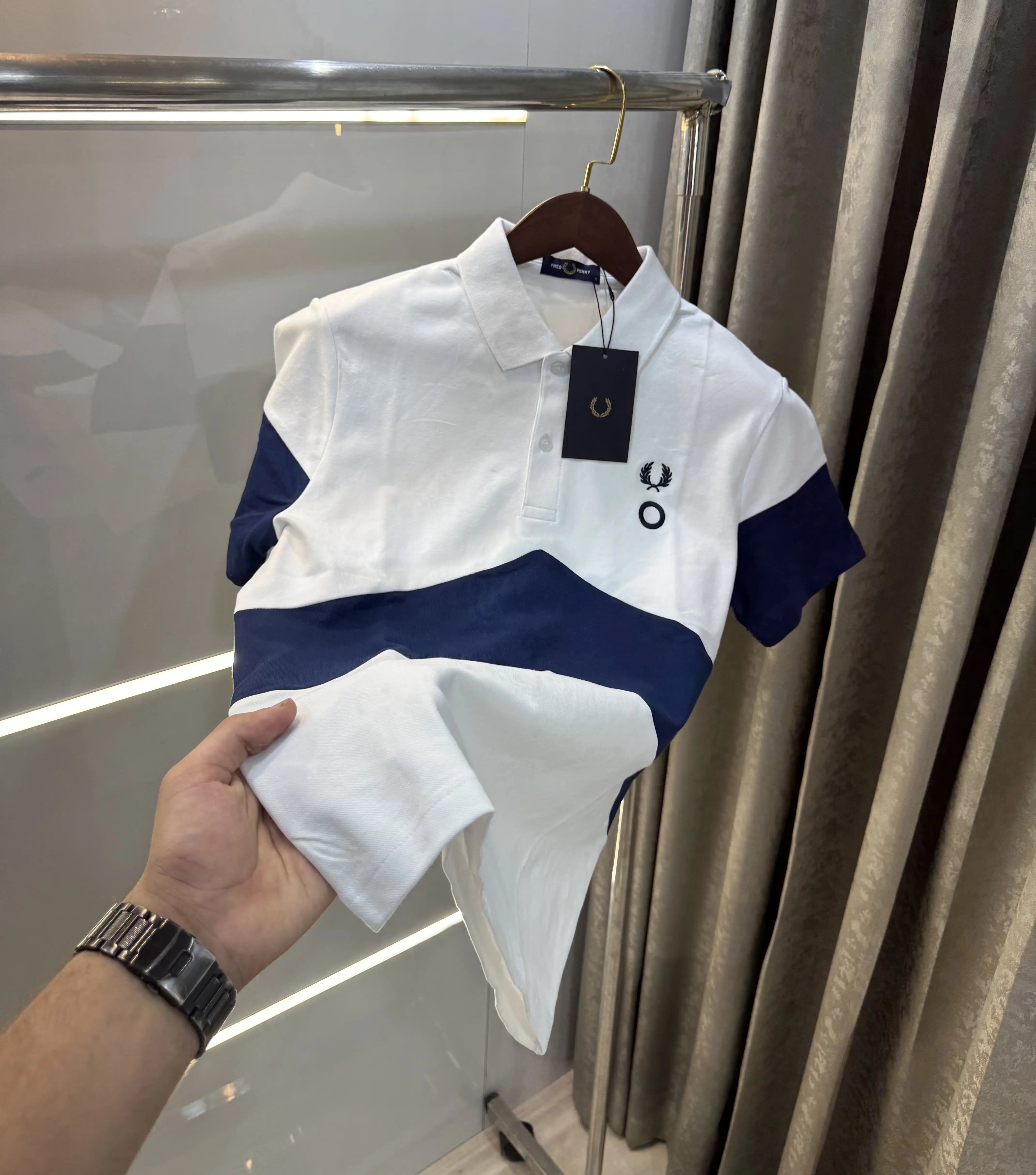 Fredperry White Embroidery Logo Premium Polo T-Shirt
