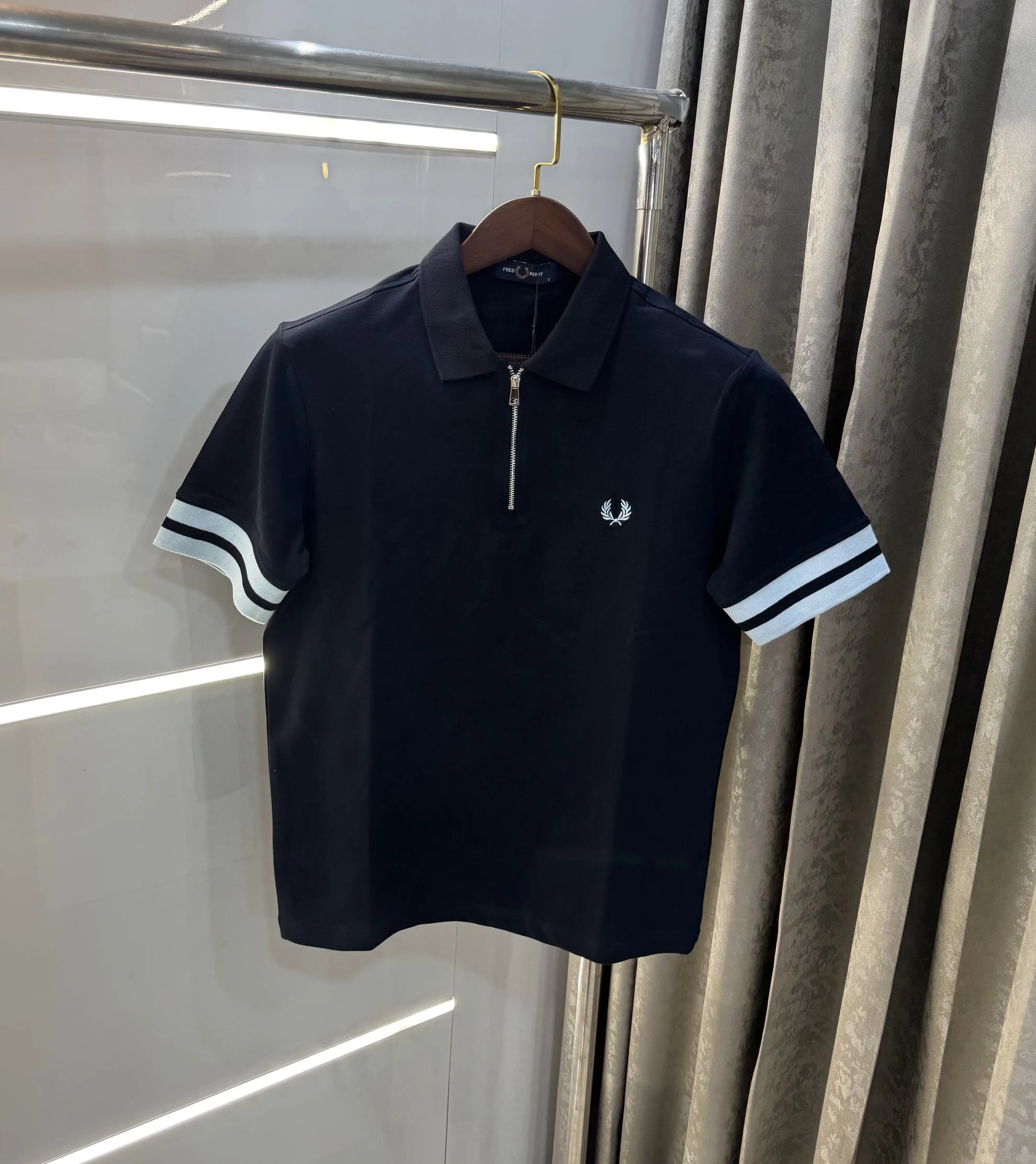 Fredperry Navy Blue Embroidery Logo Premium Polo T-Shirt