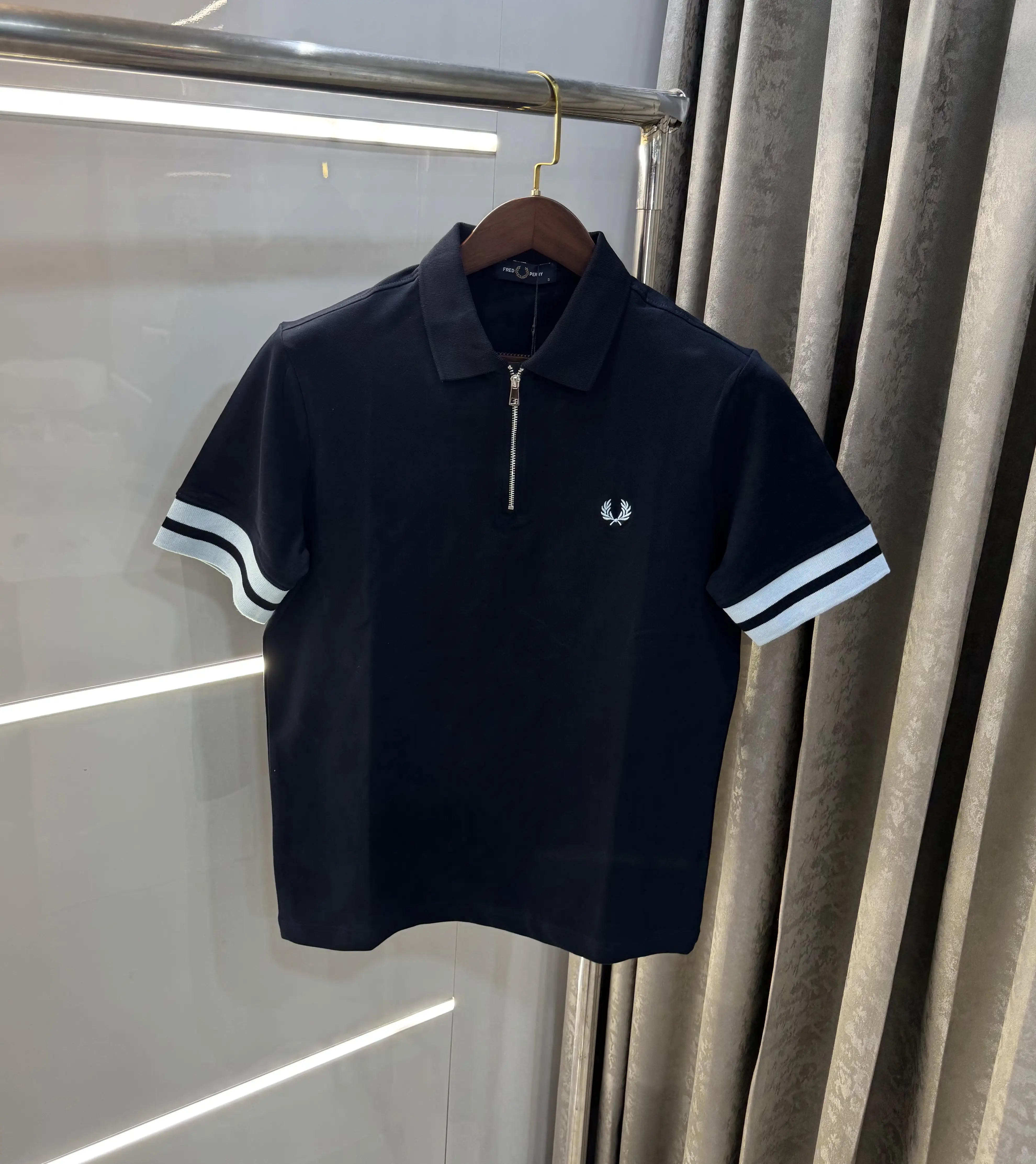 Fredperry Navy Blue Embroidery Logo Premium Polo T-Shirt