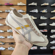 Onitsuka Tiger Mexico 66 Slip On Beige Grey Yellow Leather Sneaker D-2045